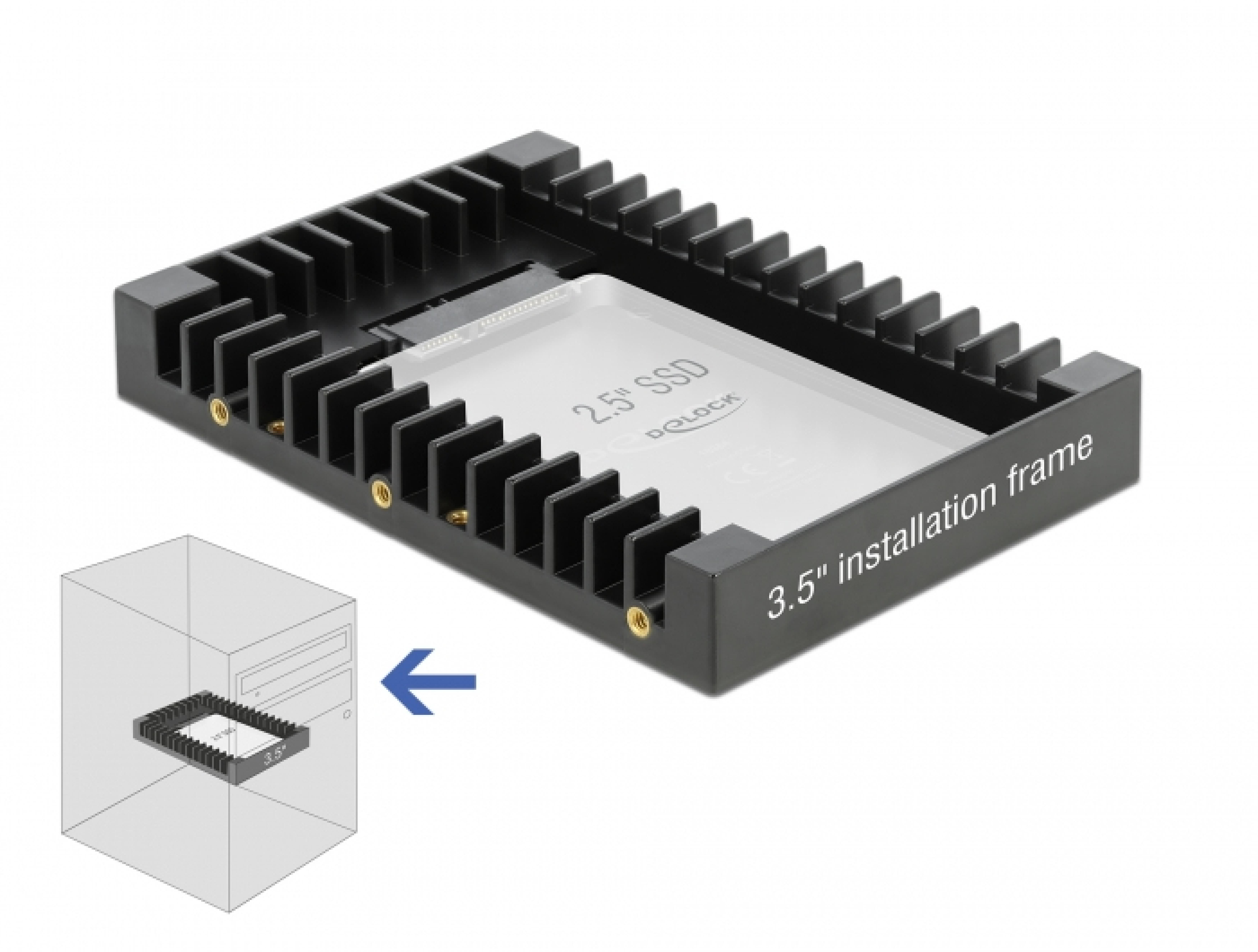 DELOCK 3.5 Einbaurahmen fuer 2.5 SATA Laufwerk schwarz