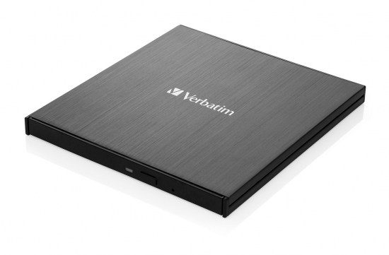 Externer Verbatim Slimline CD/DVD-Brenner in Schwarz Externer schmaler CD/DVD-Brenner von Verbatim in schwarzer Farbe