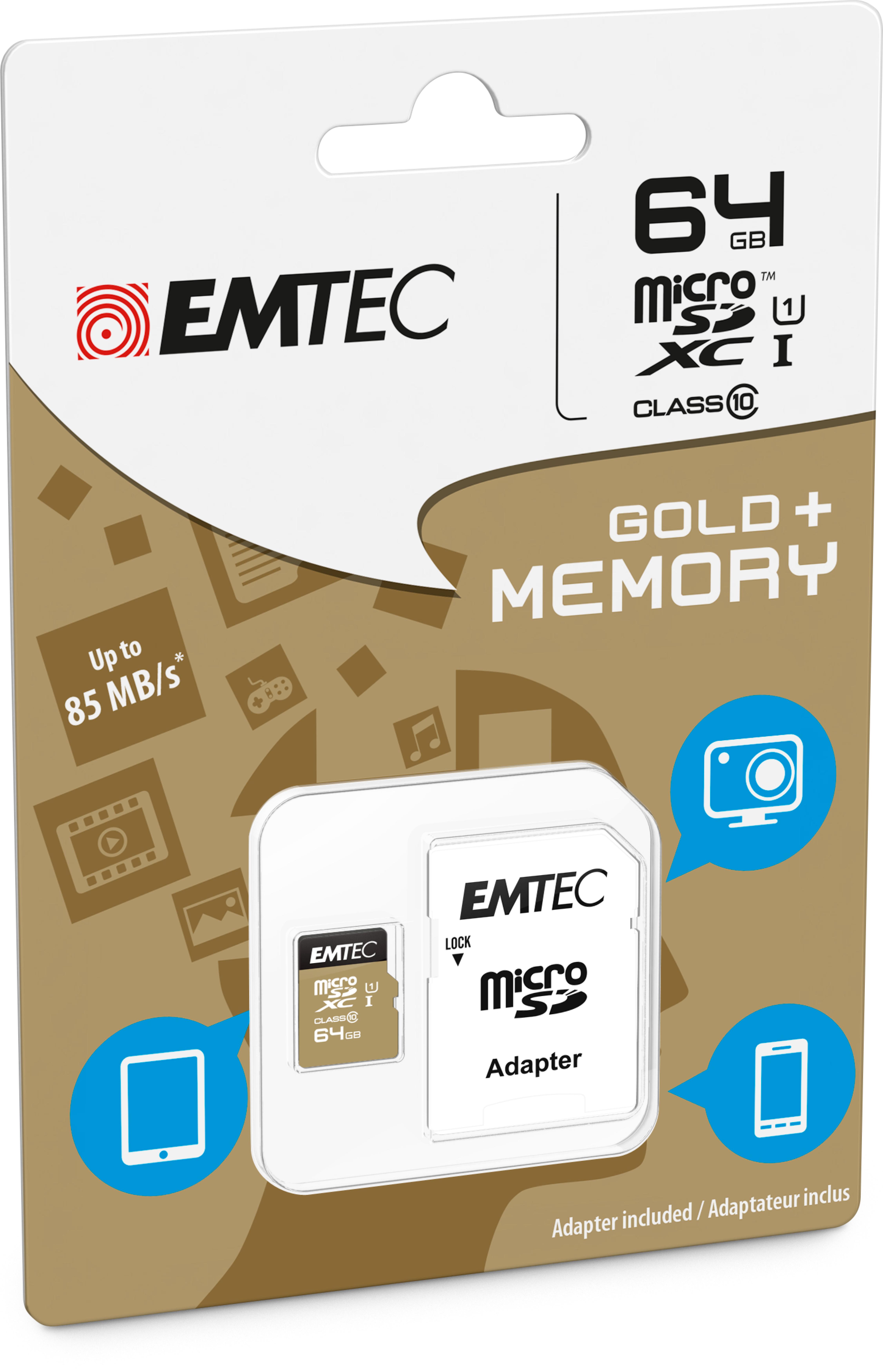 Emtec mSD 64GB UHS-I U1 EliteGold + Adapter