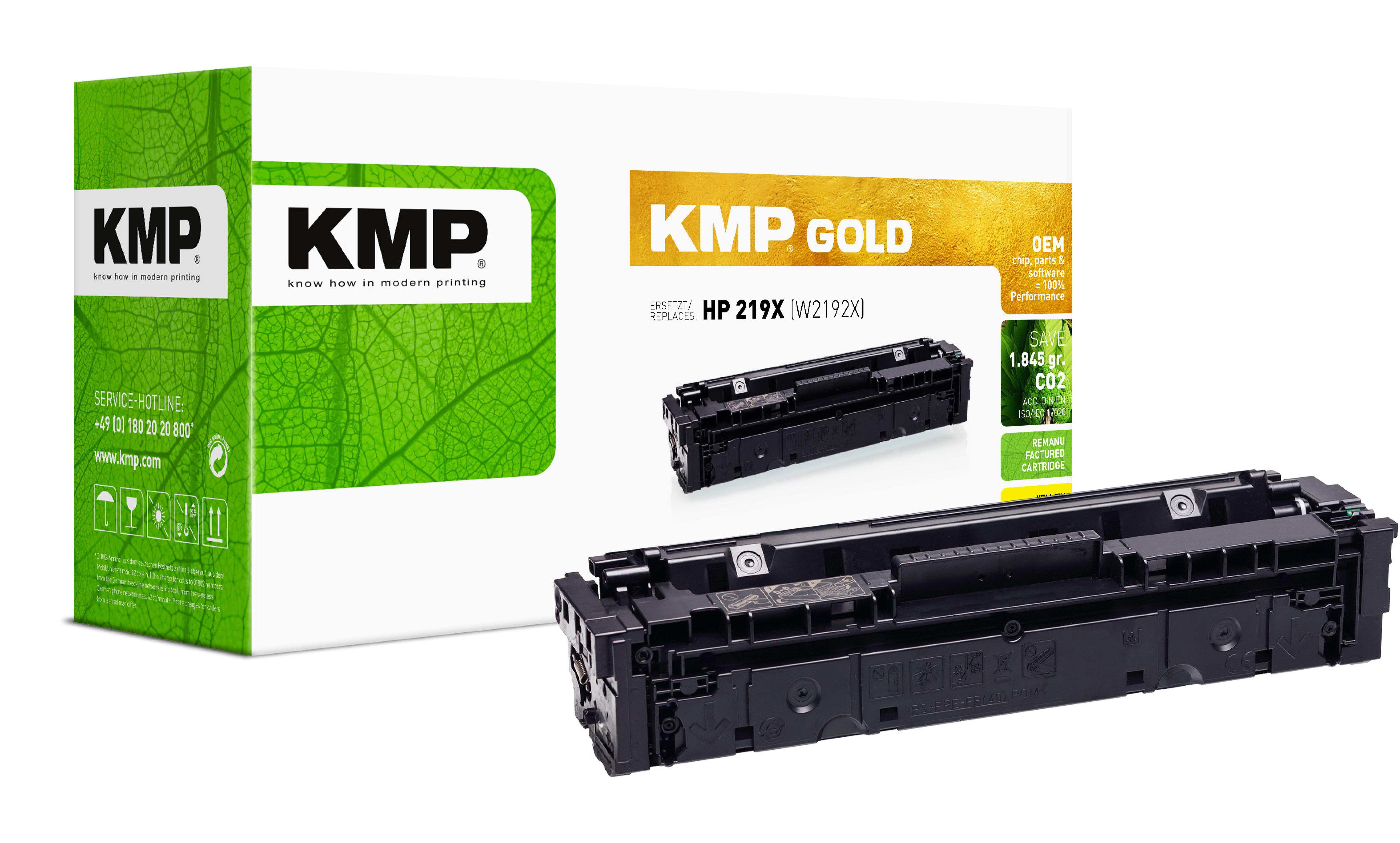 KMP GOLD Toner HP 219X (W2192X) yellow 2500 Seiten remanufactured