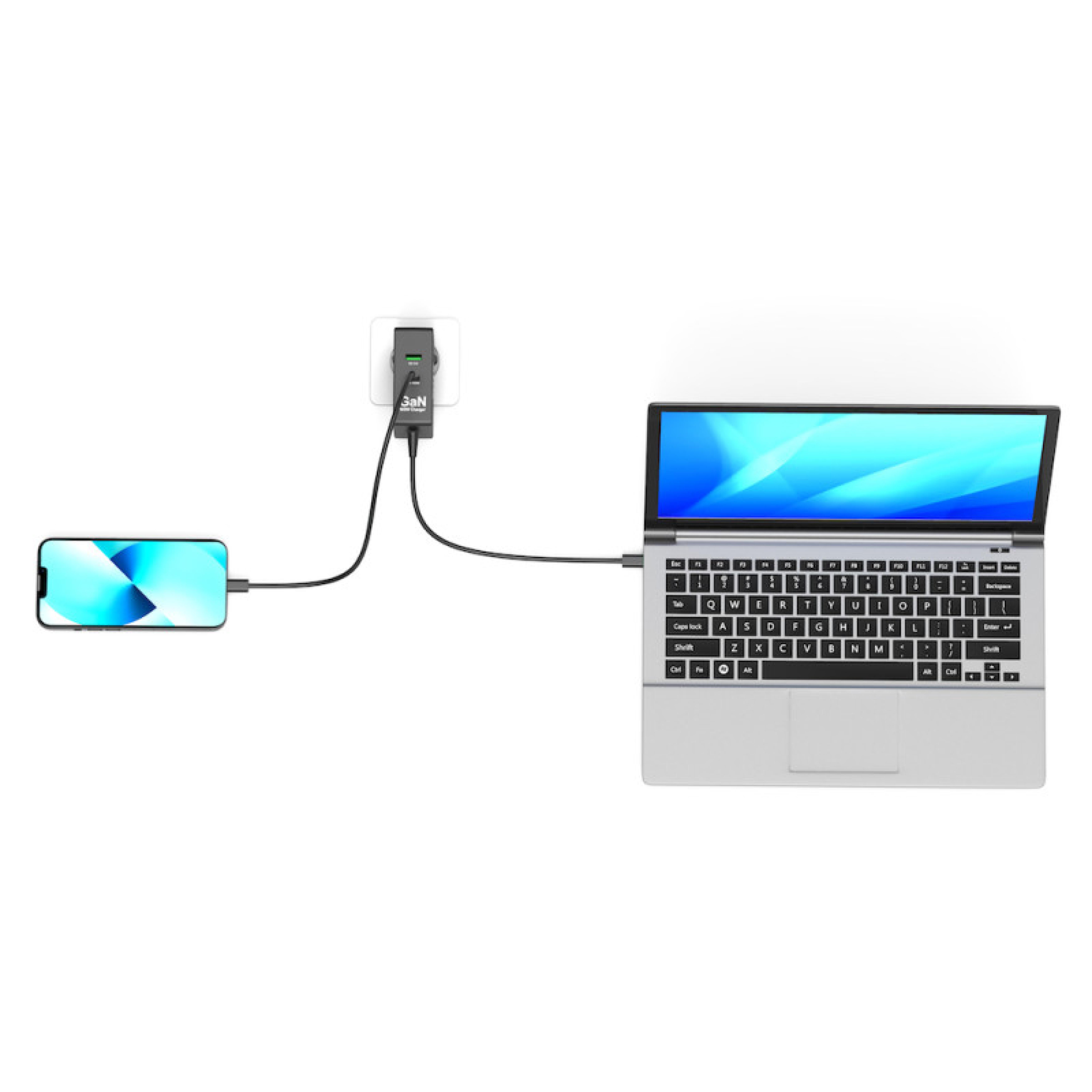 Port USB-C Ladegeraet GaN 100W USB-C/A Reiseadapter