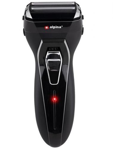 Schwarzer Alpina Elektrorasierer mit LED-Anzeige für glatte Rasur