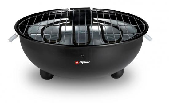 Schwarzer runder Tischgrill von Alpina mit Grillrost