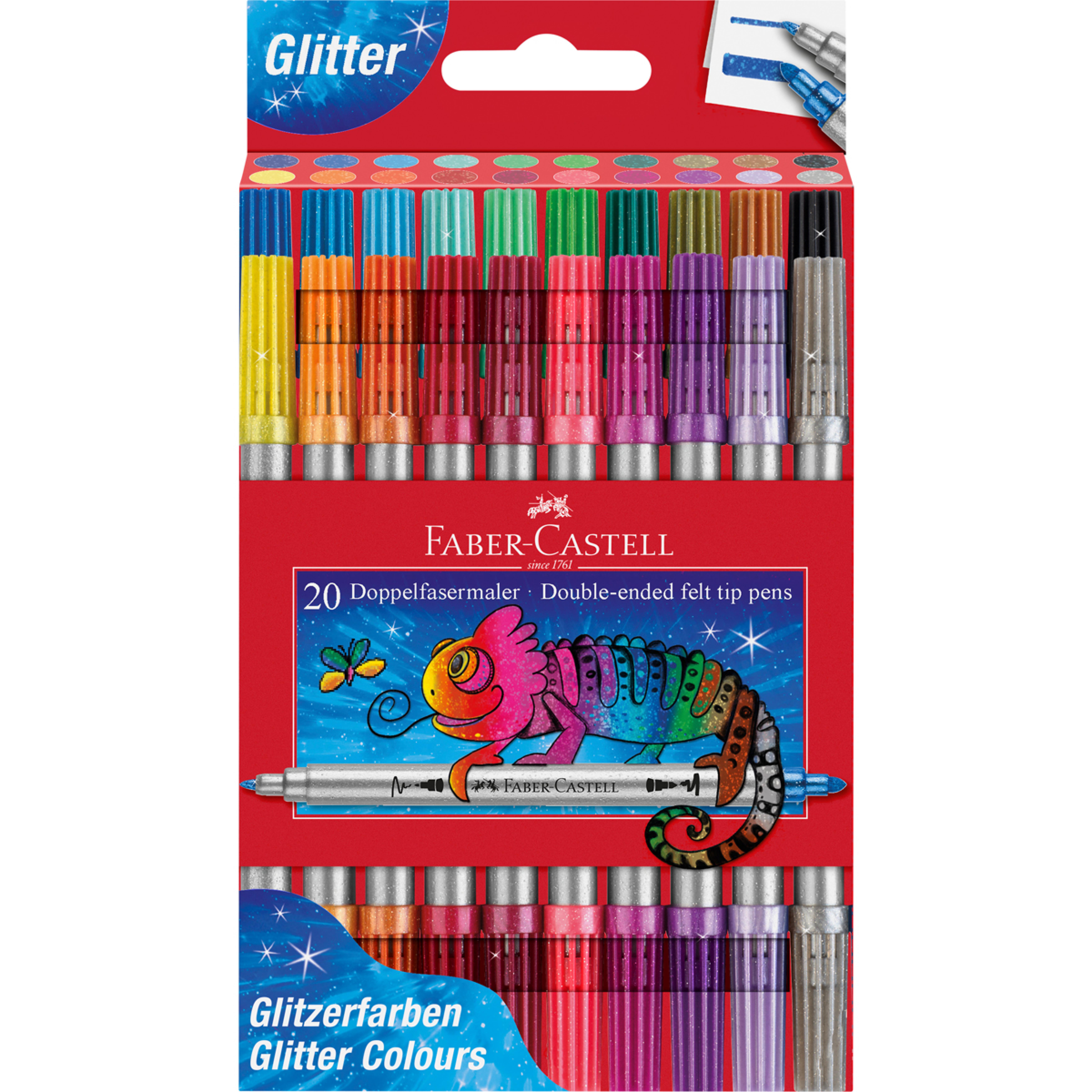 FABER-CASTELL Doppelfasermaler Glitzer 20er Etui
