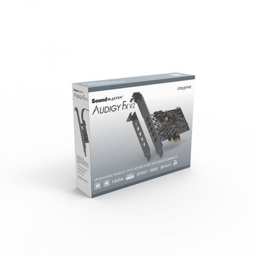 Creative Sound Blaster Audigy Fx V2 Soundkarte in Box Produktbild der Creative Sound Blaster Audigy Fx V2 Soundkarte, Verpackung sichtbar