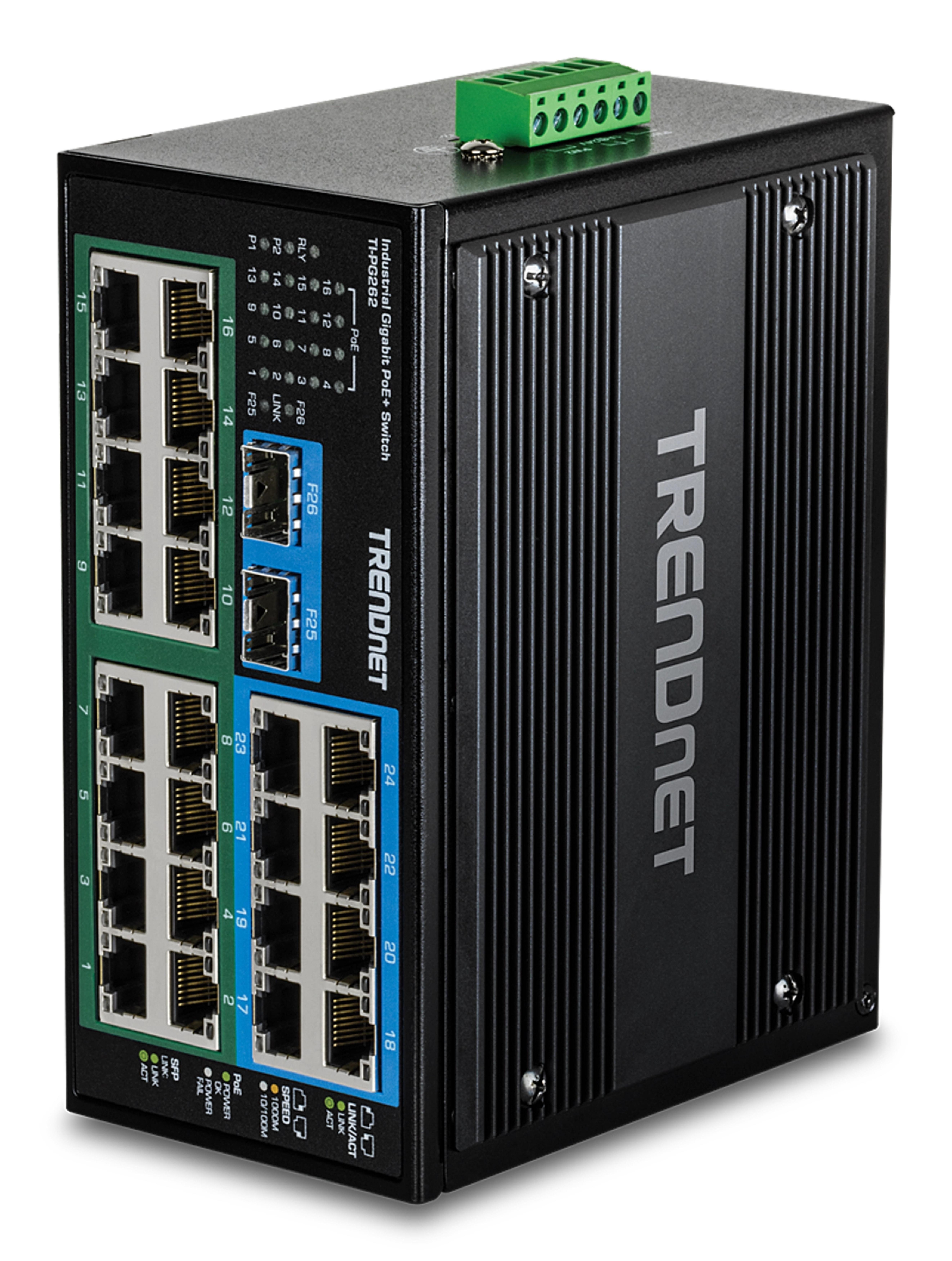 TRENDnet Industrie Switch 26Port Gbit PoE+ Metall DIN-Rail