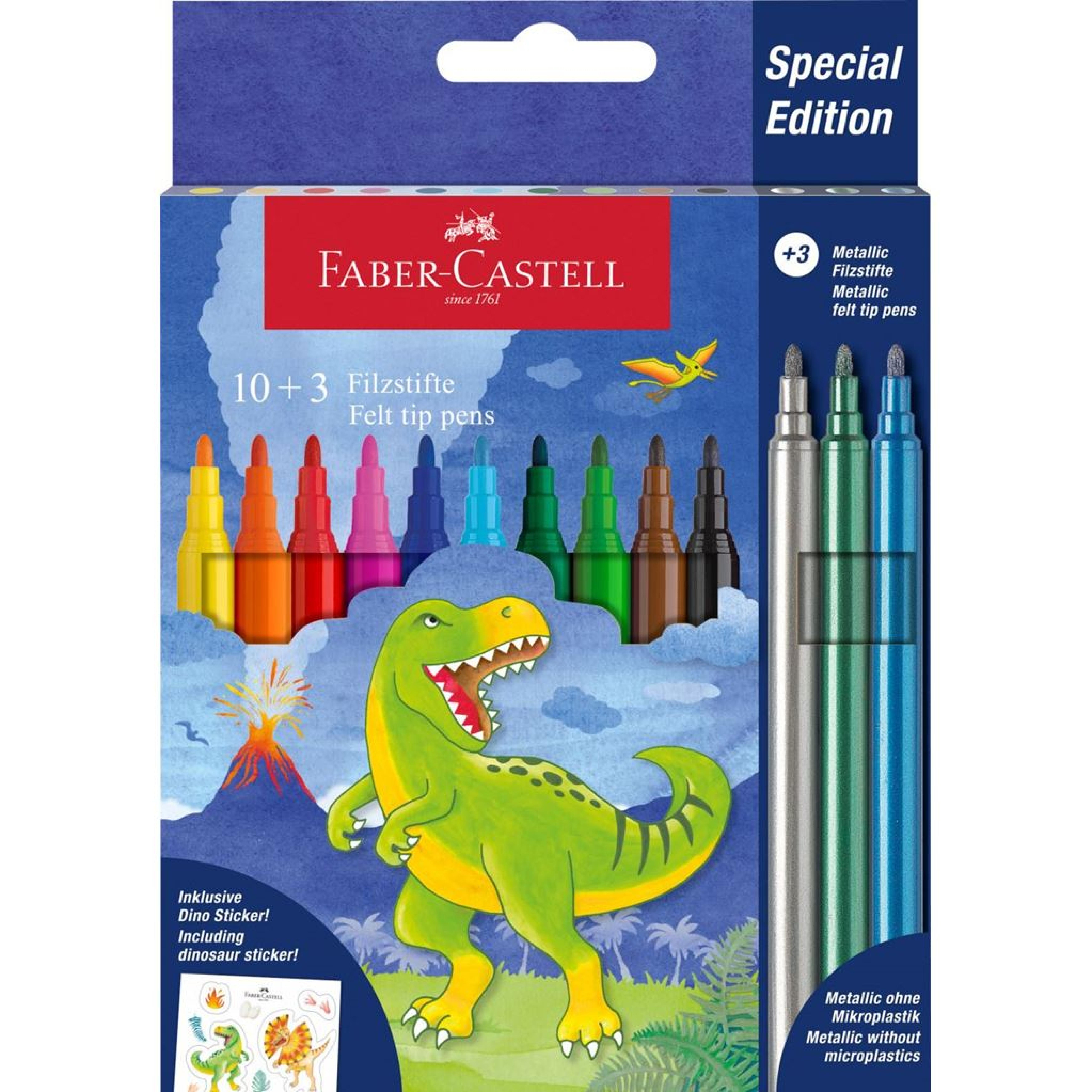 FABER-CASTELL Filzstift Dino 10+3 + Sticker