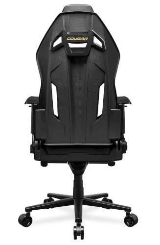 Rückansicht eines schwarzen Cougar Gaming-Stuhls mit ergonomischem Design