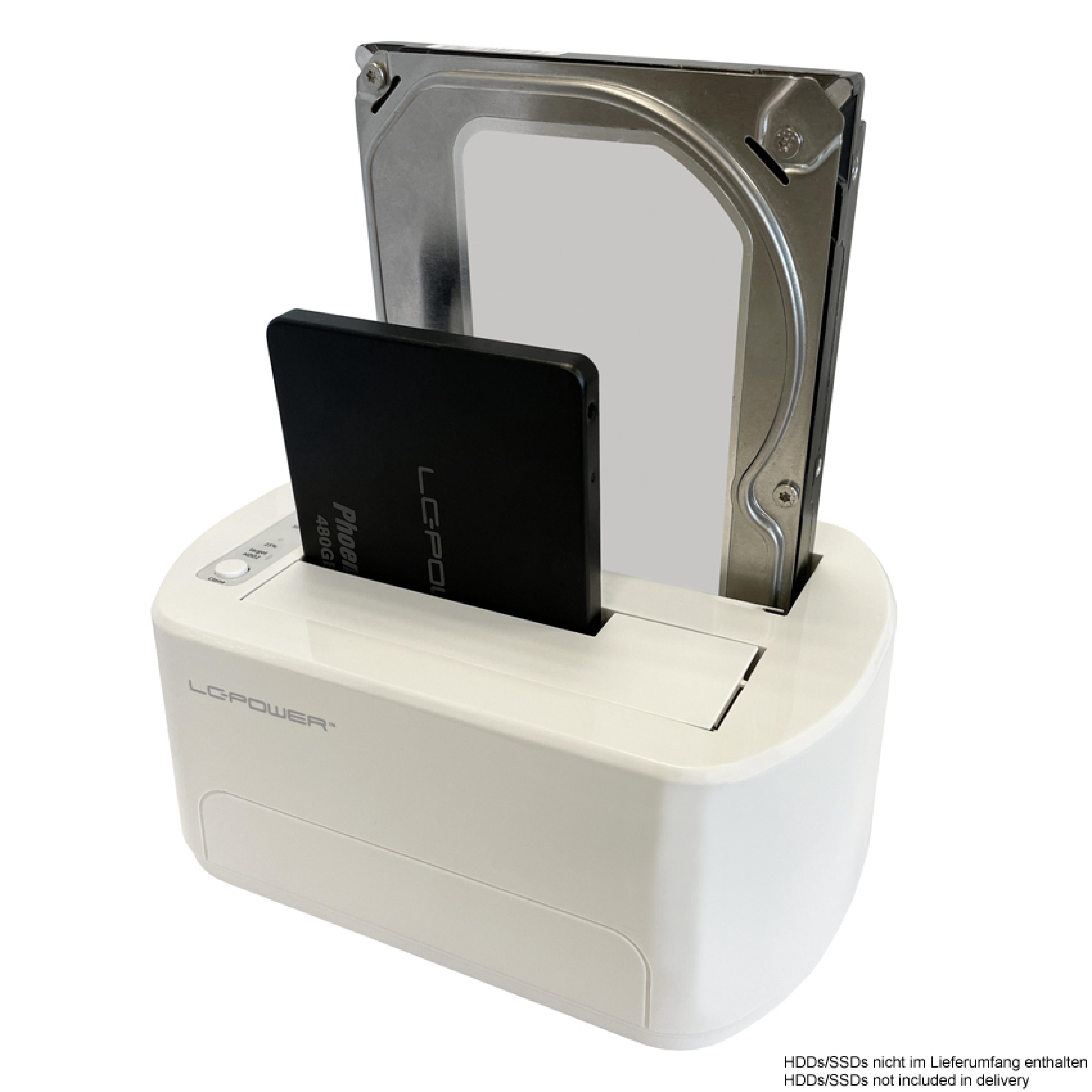 LC-Power Dockingstation USB 3.2 2,5"/3,5" SATA/SSD (White)
