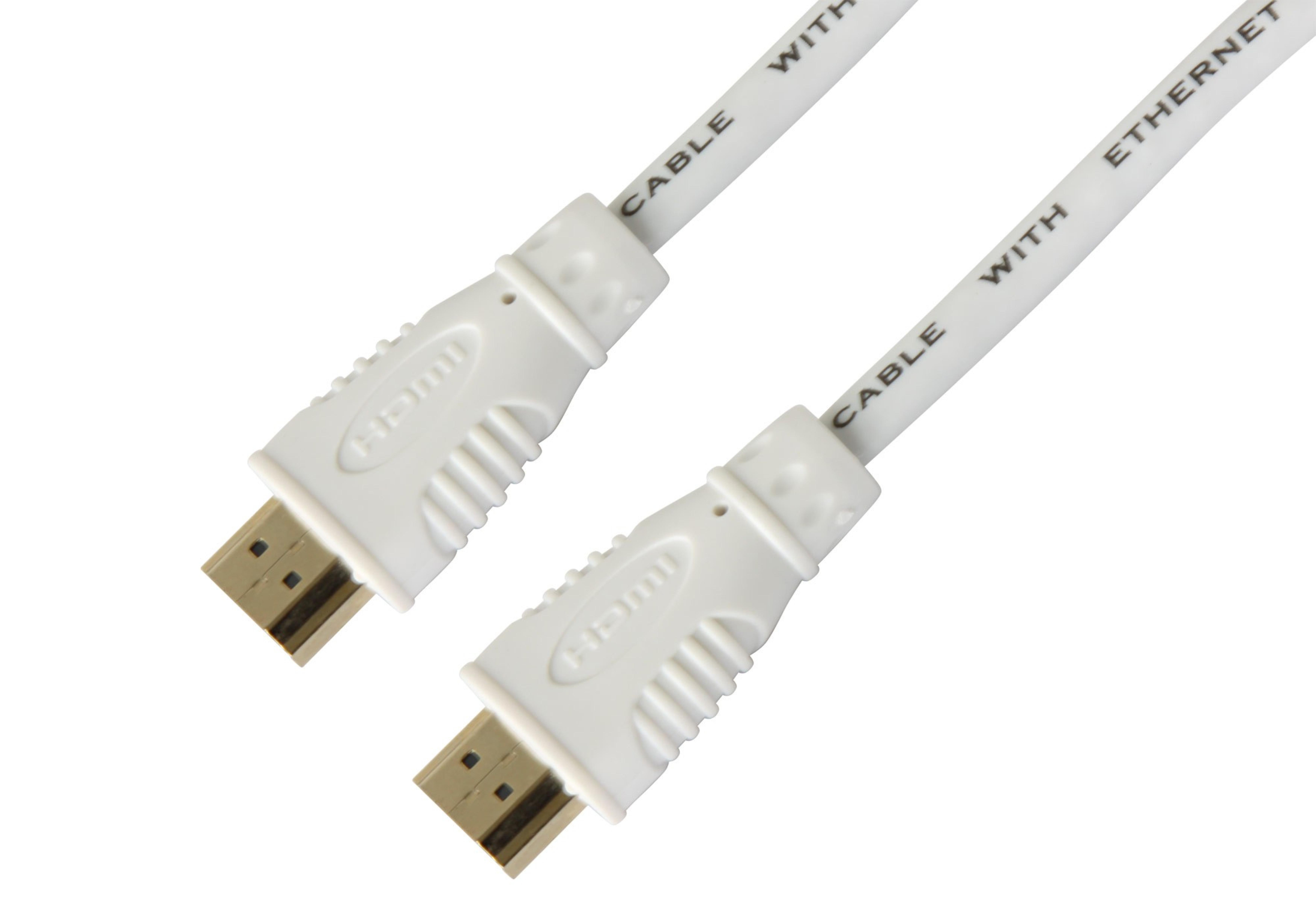 Techly HDMI High Speed Kabel mit Ethernet, M/M, 0.5m, weiss