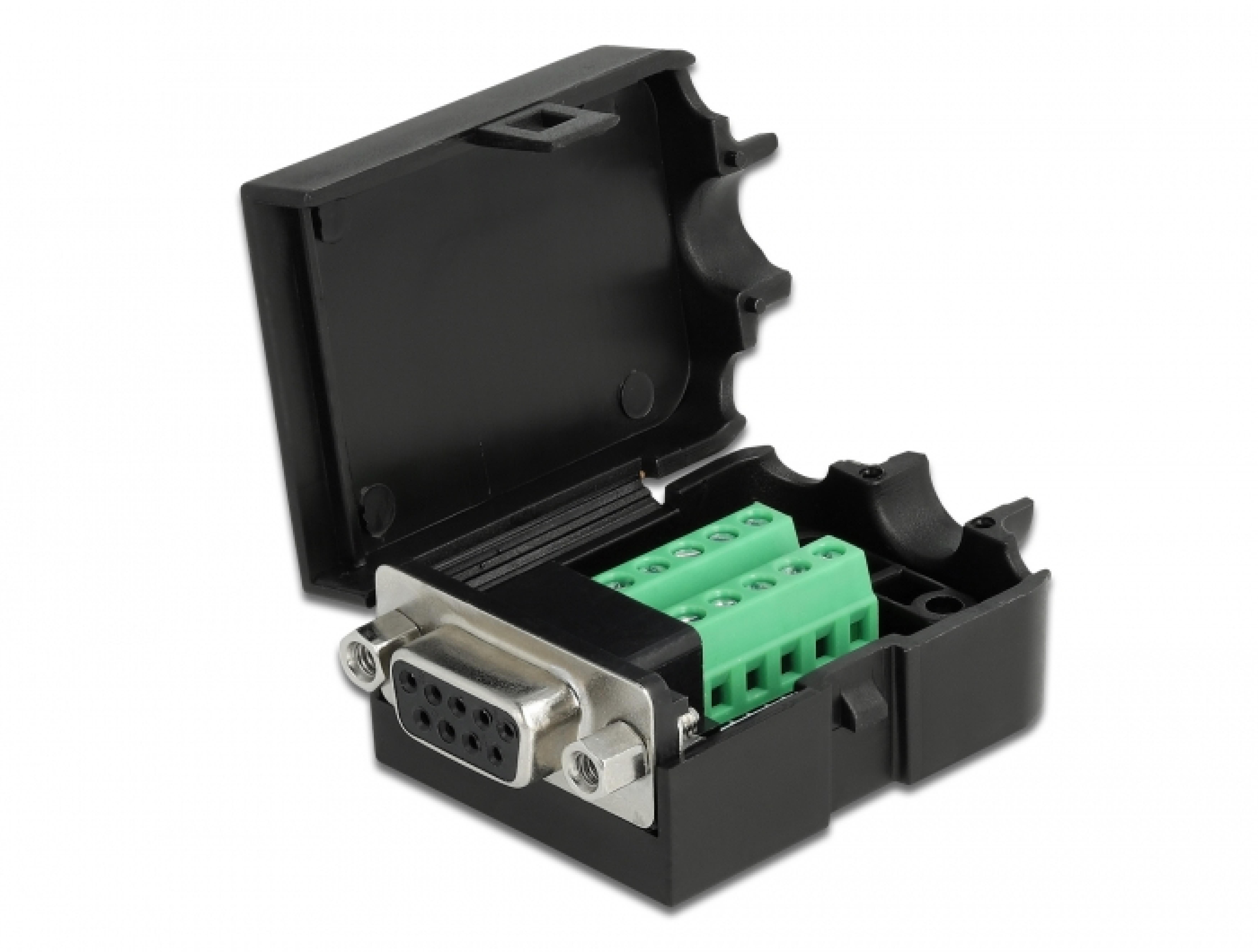 DELOCK Adapter D-Sub9 Buchse zu Terminalblock mit Gehaeuse