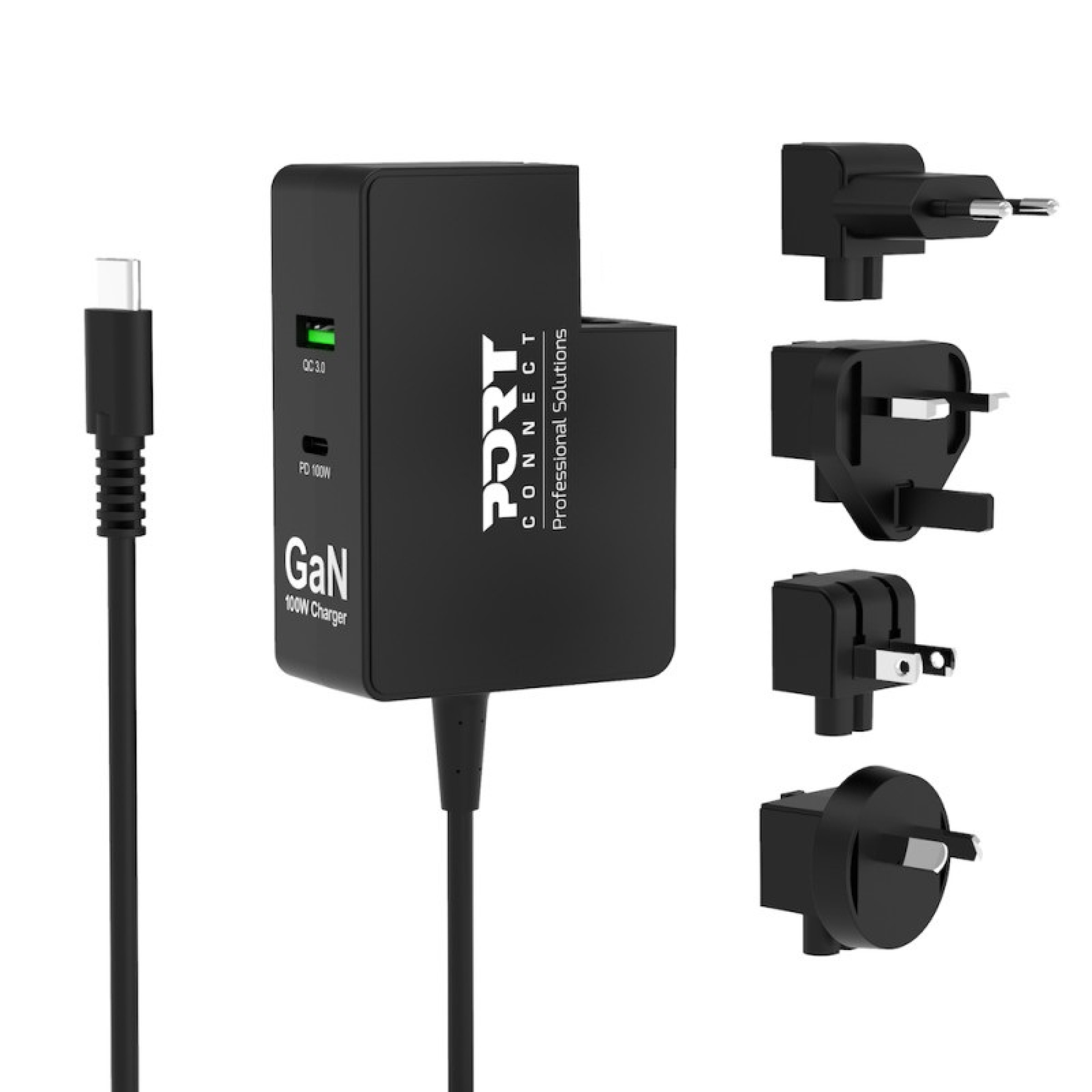 Port USB-C Ladegeraet GaN 100W USB-C/A Reiseadapter