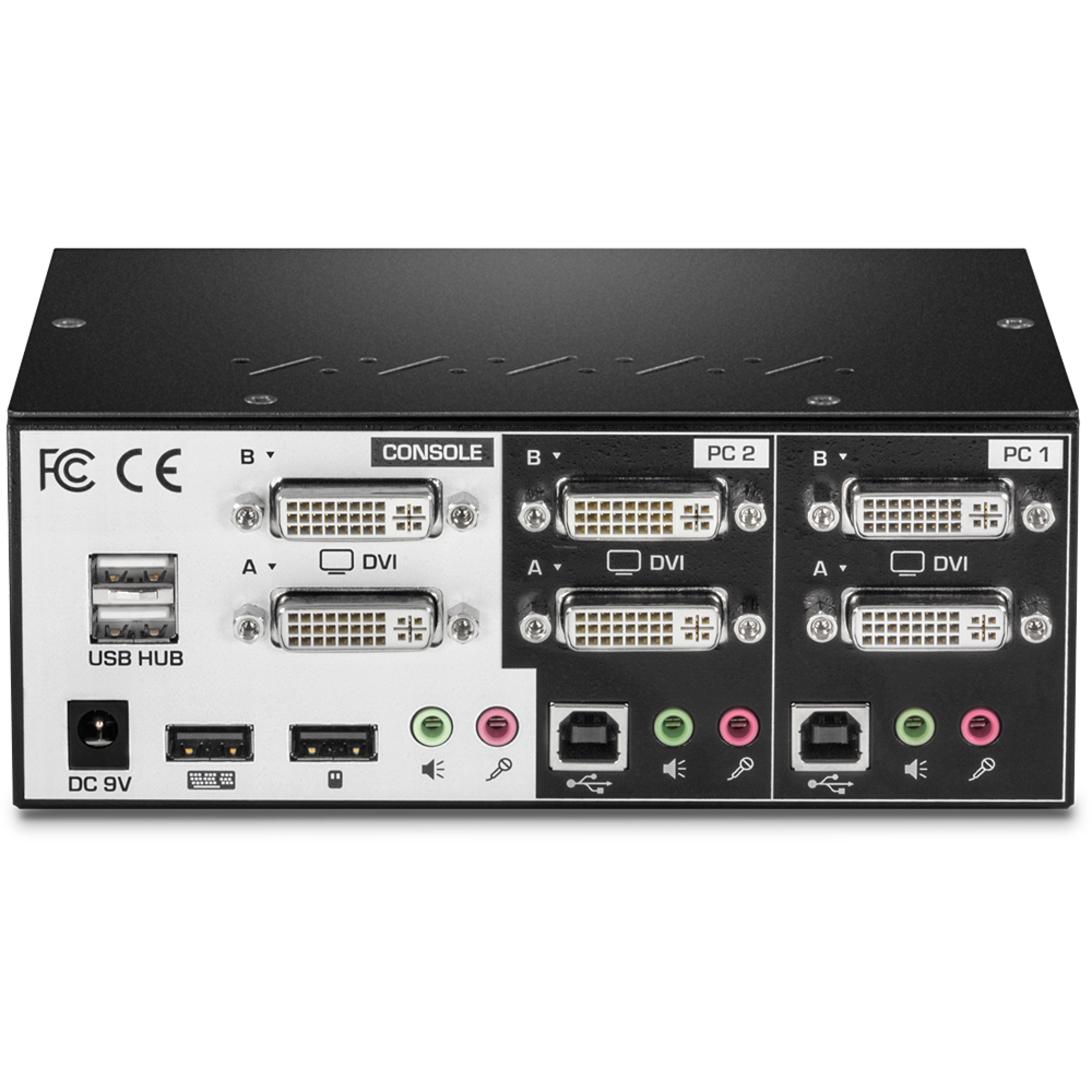 TRENDnet KVM Switch 2-Port DVI USB mit Audio USB 2.0 Hub