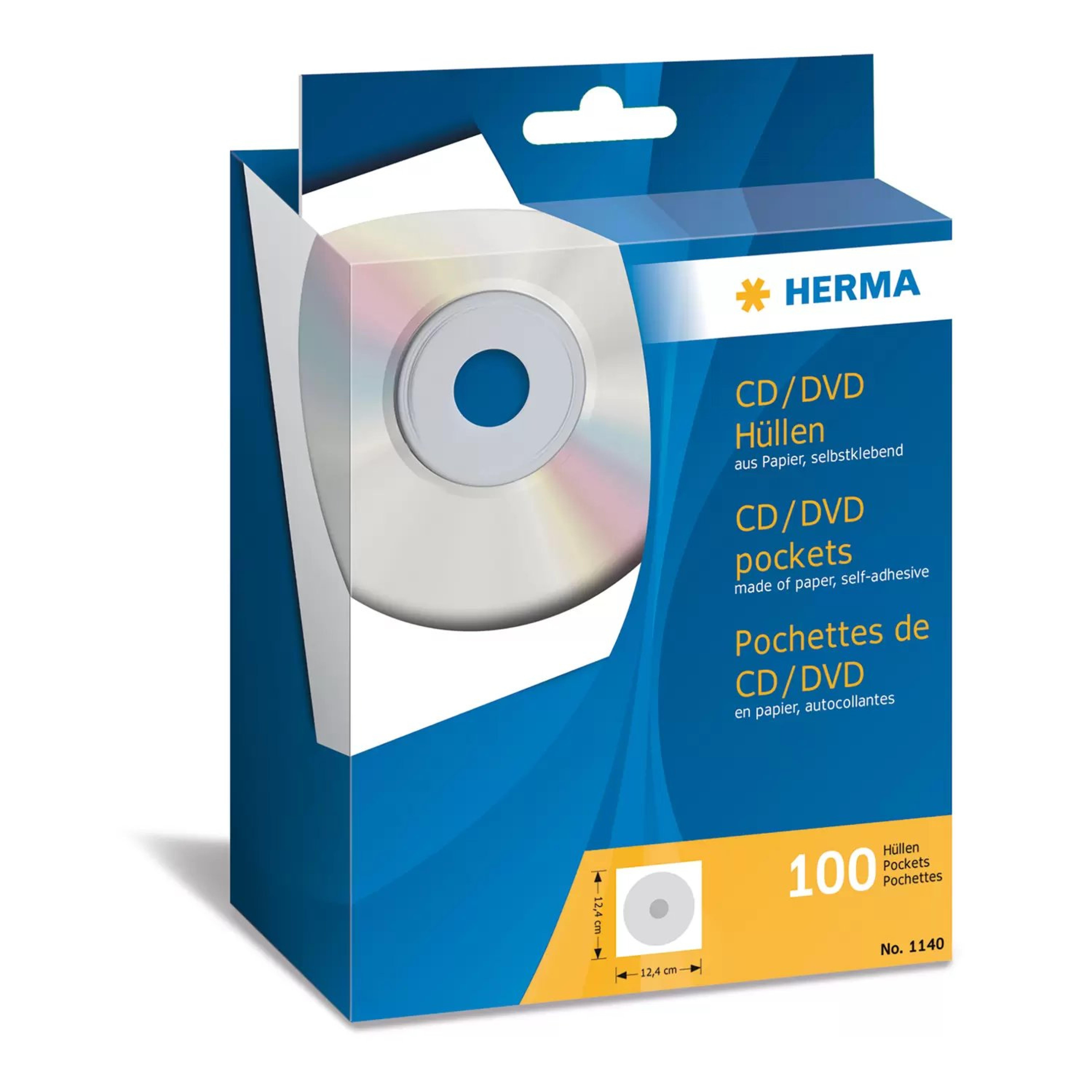 HERMA CD-Papierhuellen weiss mit Klebeflaeche 100 St.