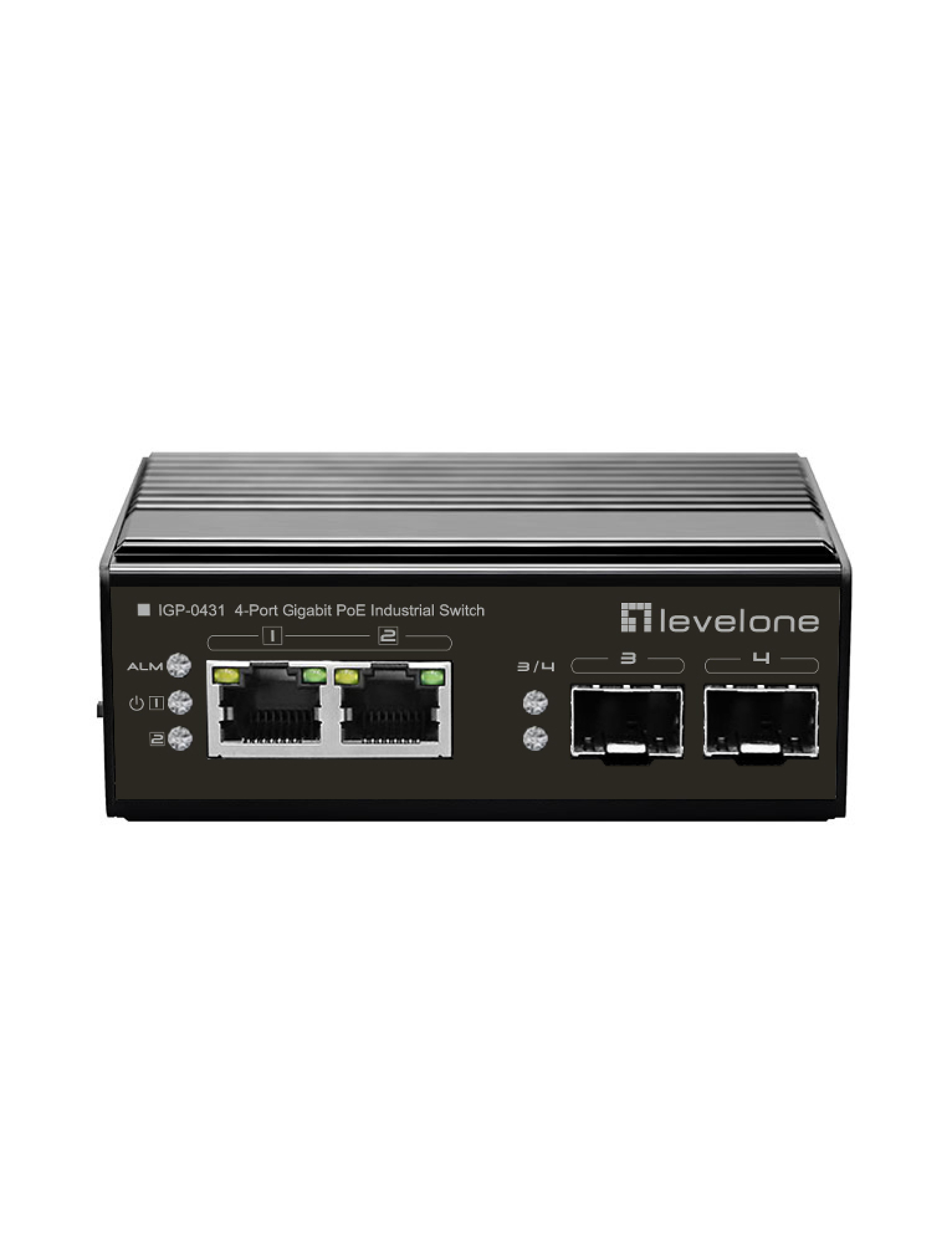LevelOne Industr.PoE+Switch 2xGE PoE/2xSFP 180W unman.Metall