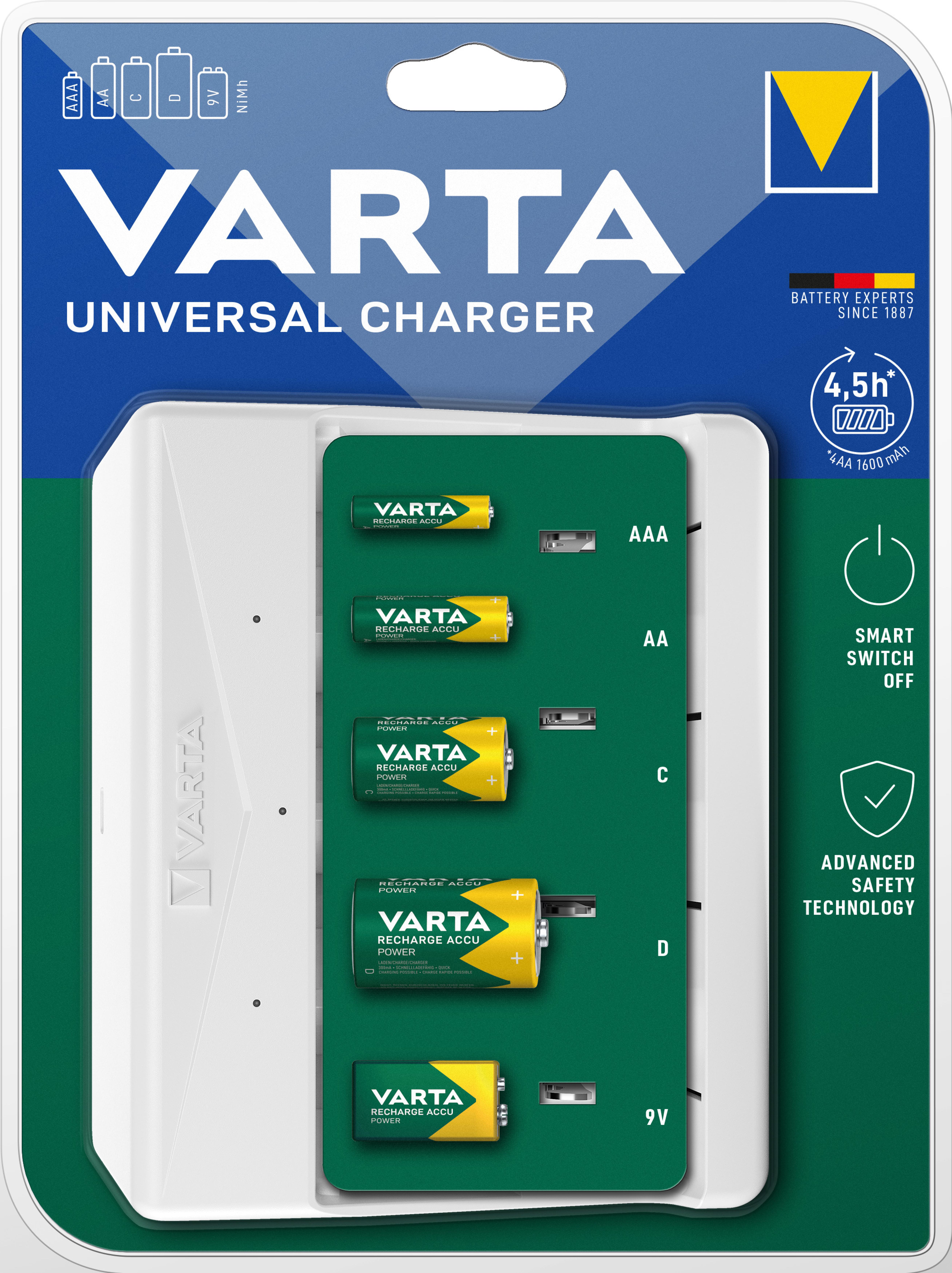 Varta Ladegeraet Universal NEW AAA, AA, C, D, 9V Block