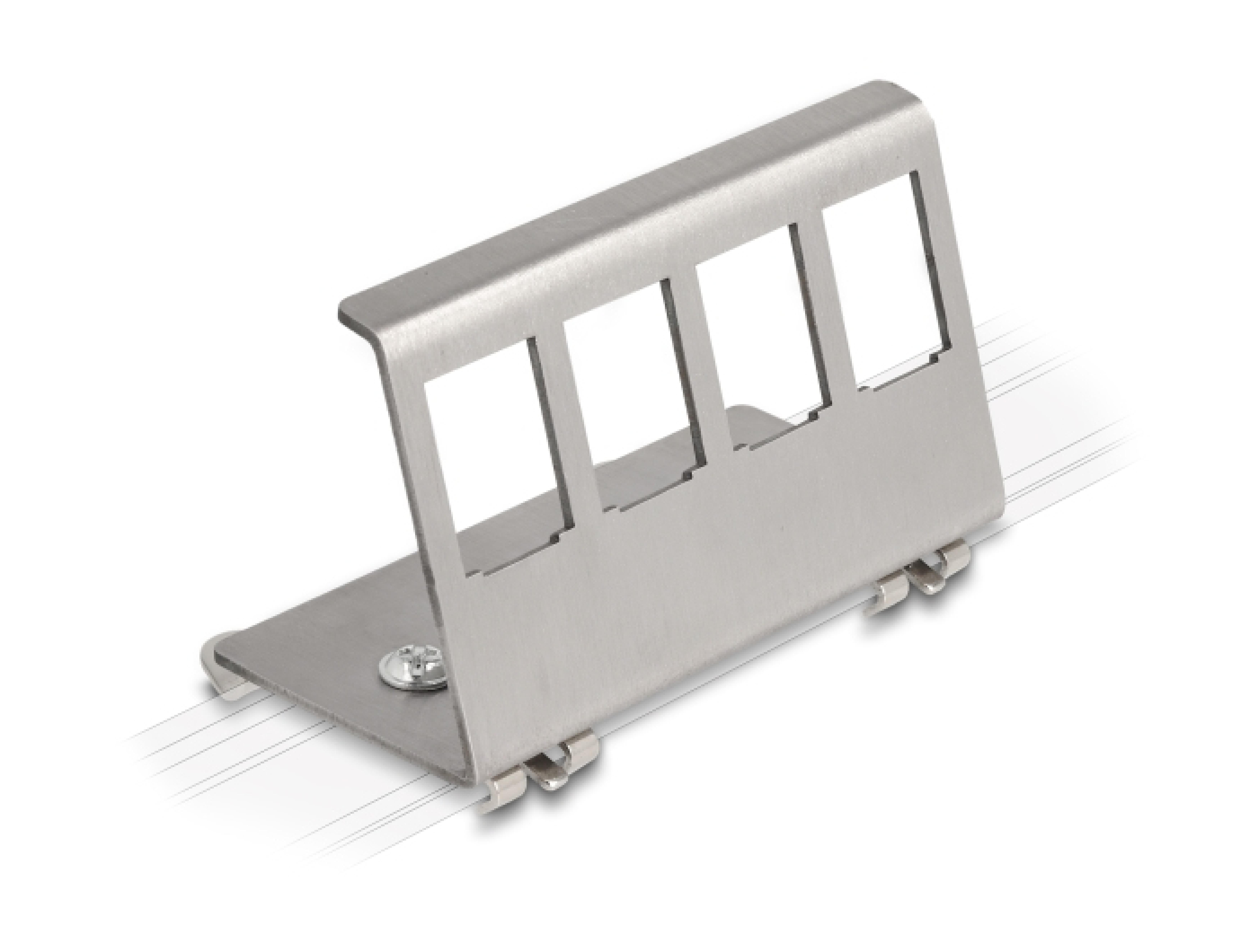 DELOCK Keystone Metall Halterung 4 Port fuer Hutschiene
