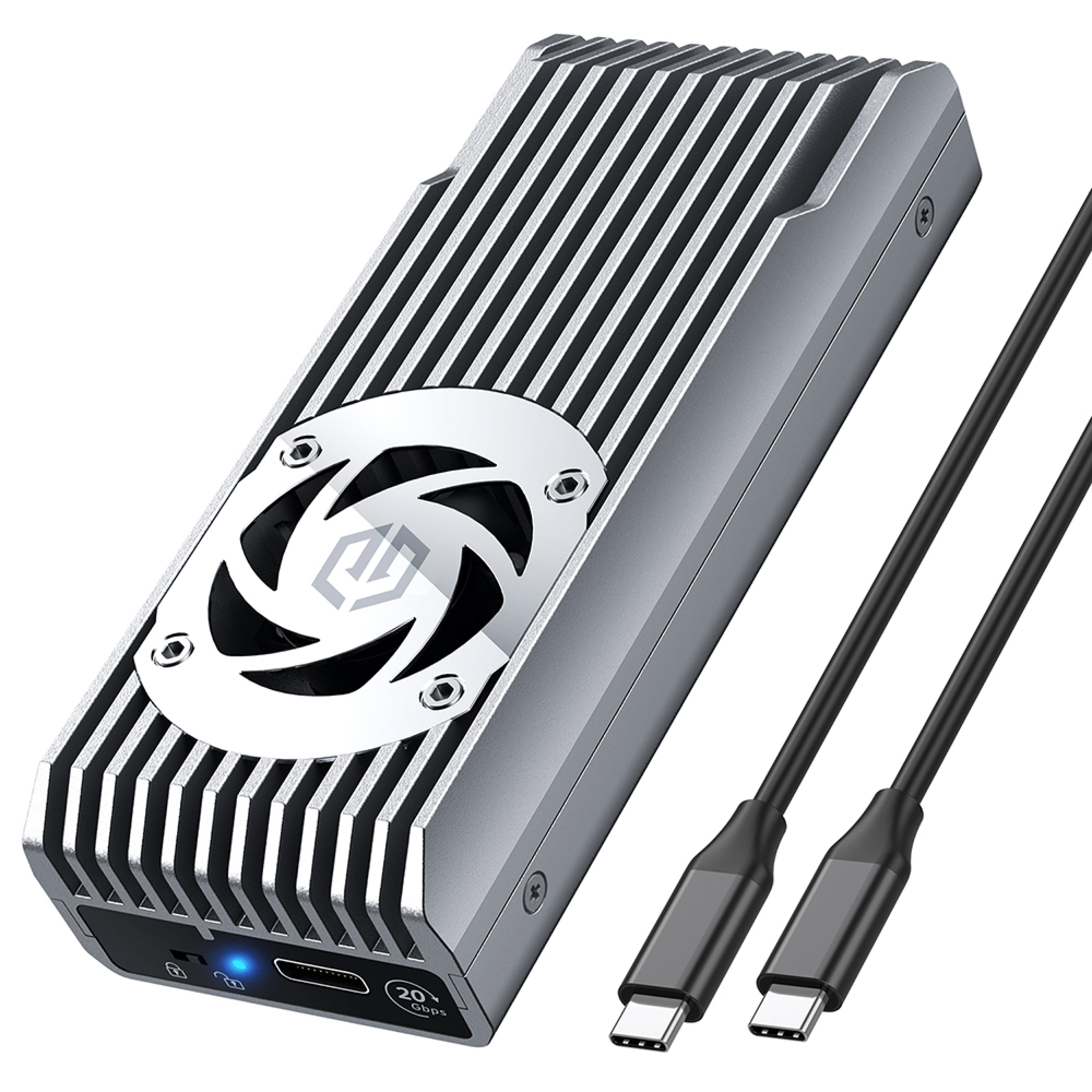 GRAUGEAR externes Gehaeuse USB-C M.2 NVMe mit Luefter 20Gbit