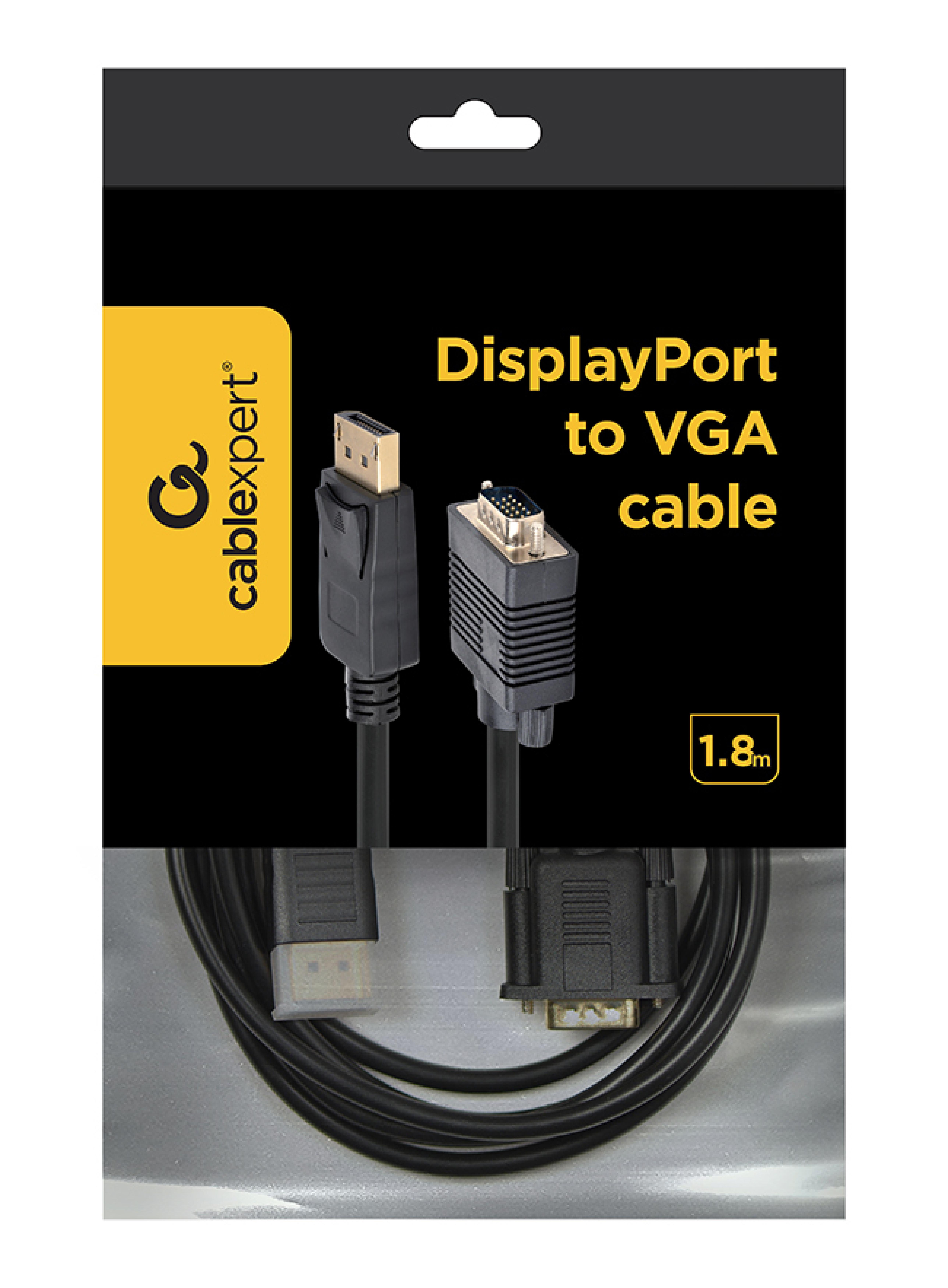 gembird Display Port zu VGA adapter Kabel, 1,8m, schw.