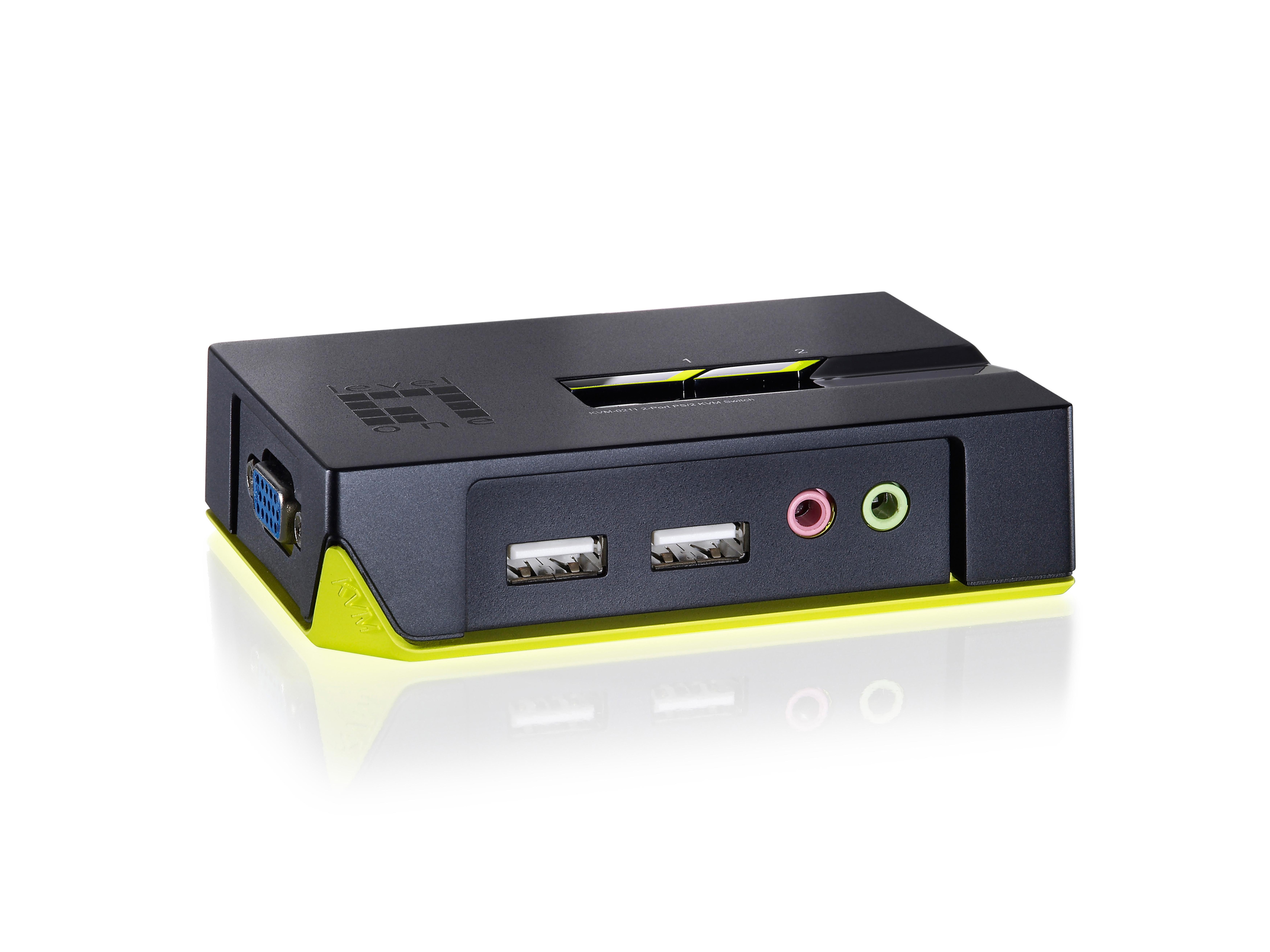 LevelOne KVM Switch 2-Port USB VGA audio support sw