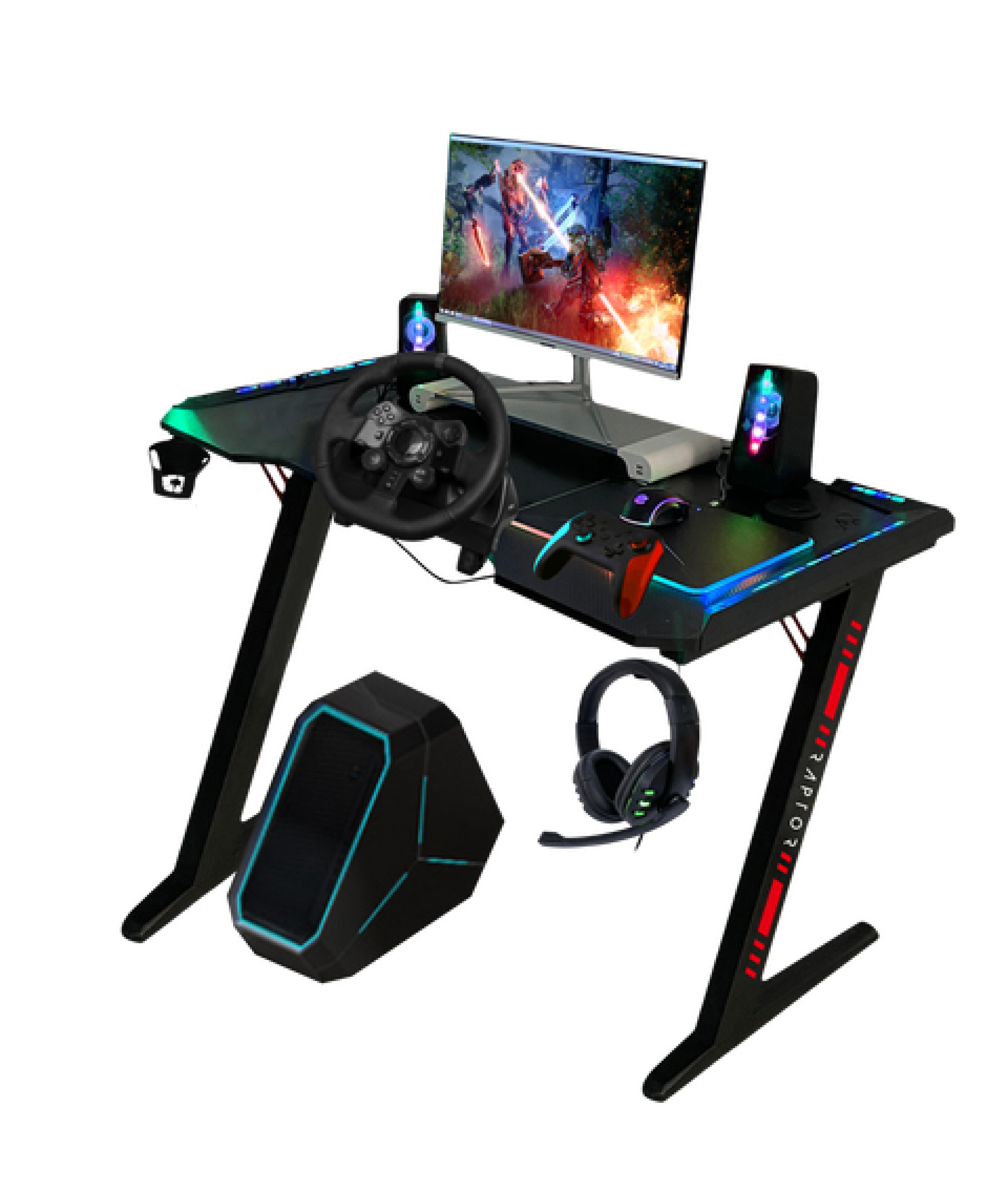 Raptor Gaming-Tisch GT100 120x60cm RGB schwarz