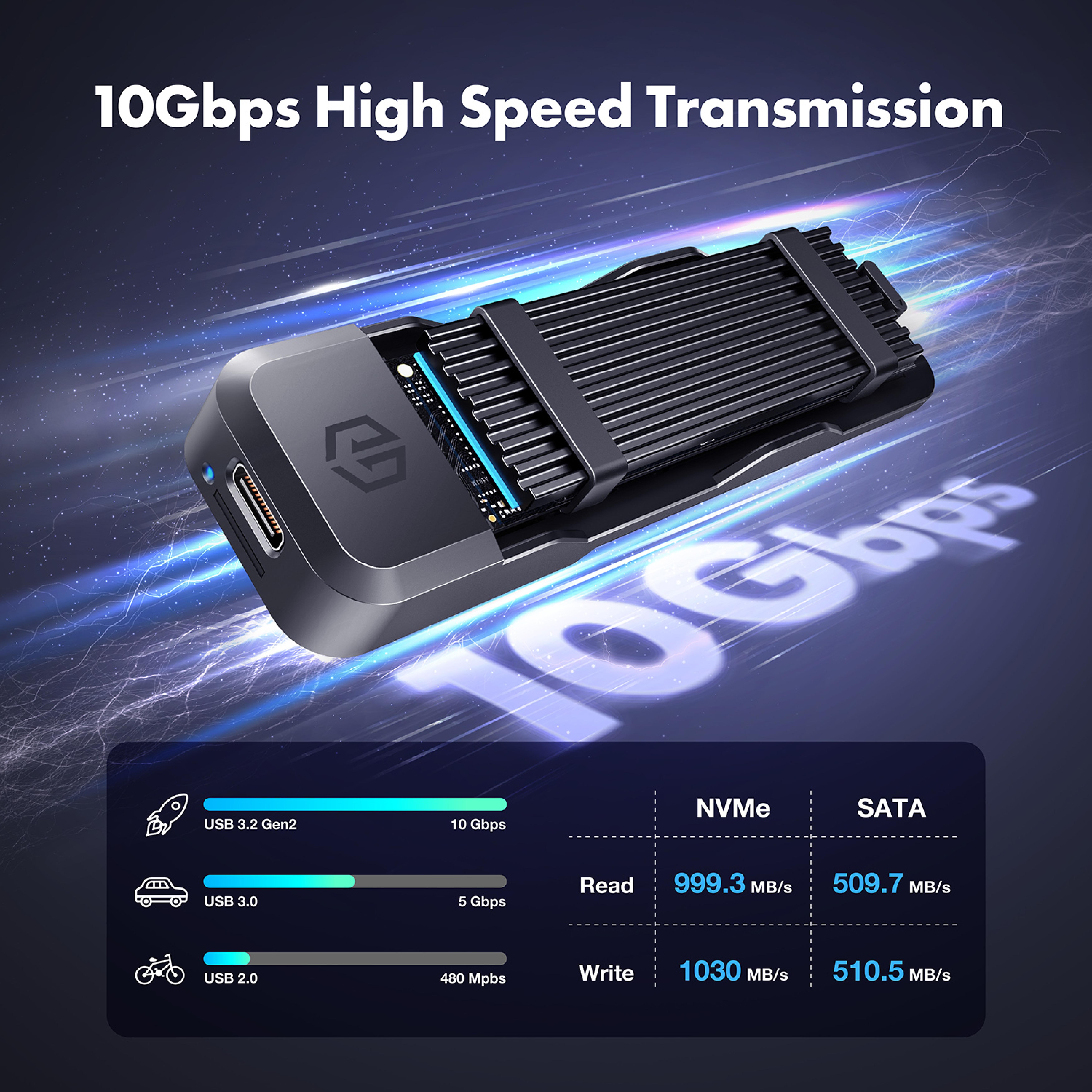 GRAUGEAR Docking Station fuer M.2 SSD NVMe/NGFF, Werkzeugfrei