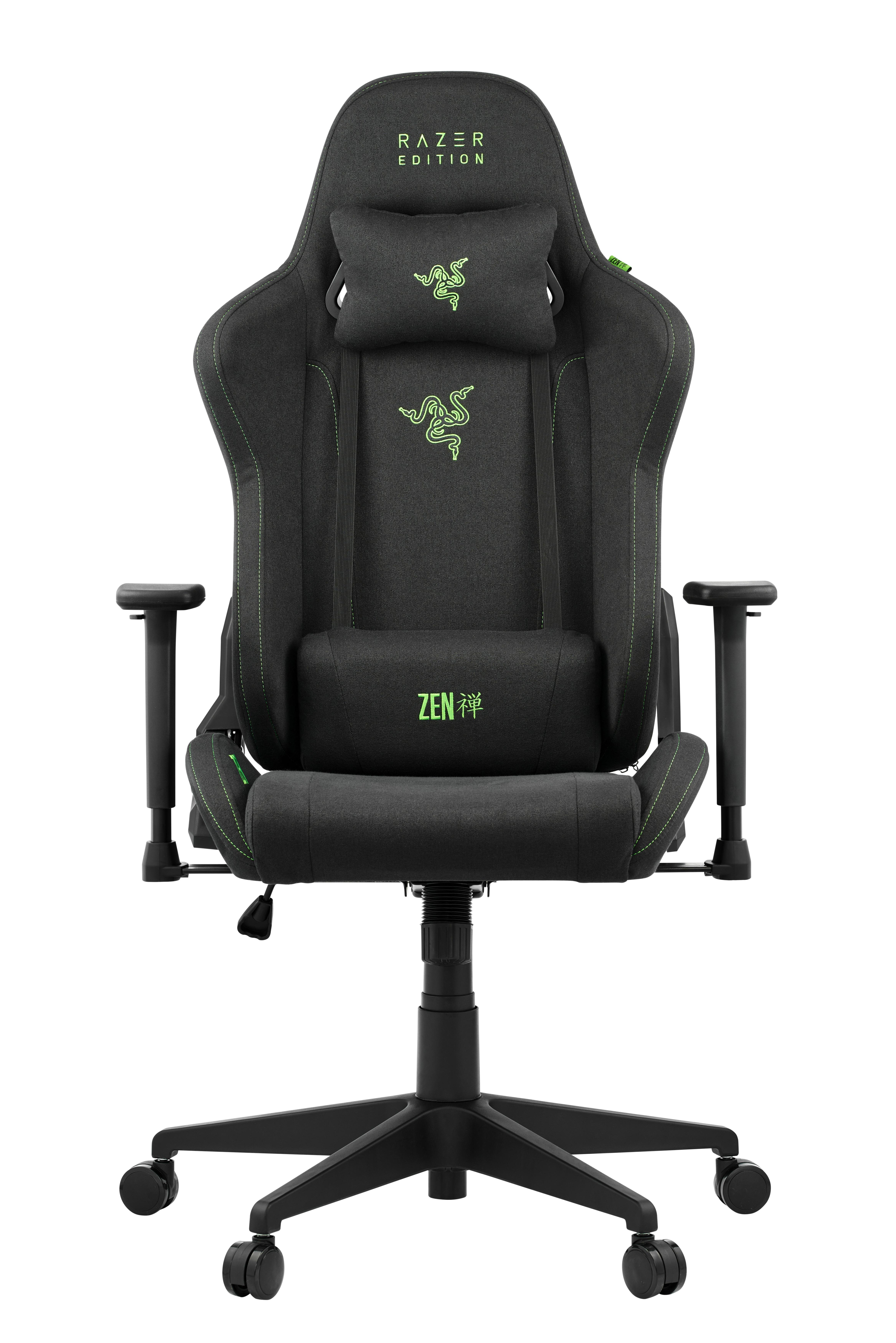 Ergonomischer Gaming-Stuhl in Schwarz mit grünen Akzenten und Razer-Logo