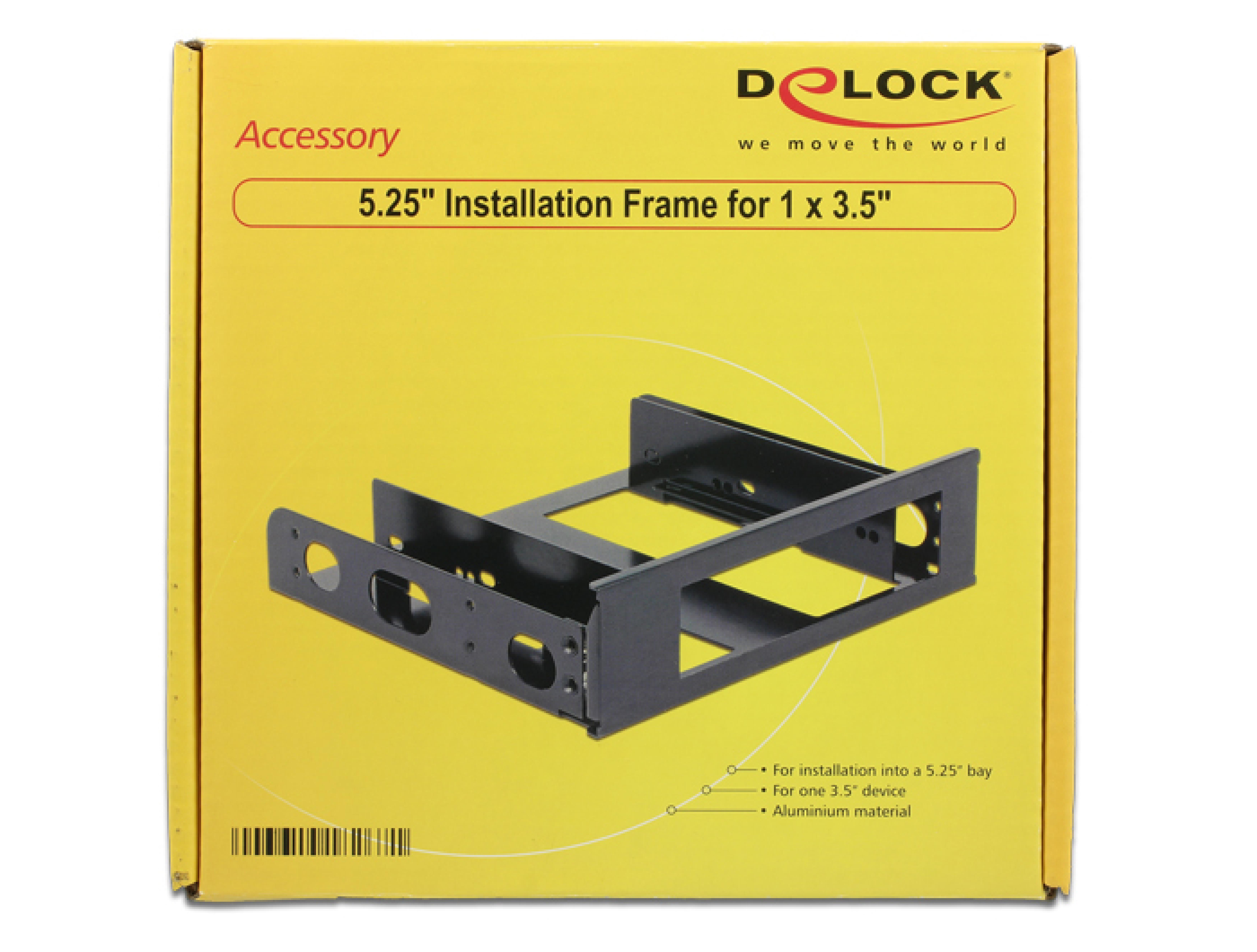DELOCK Einbaurahmen 1x 3,5" fuer 5,25"Schachr Alu schwarz