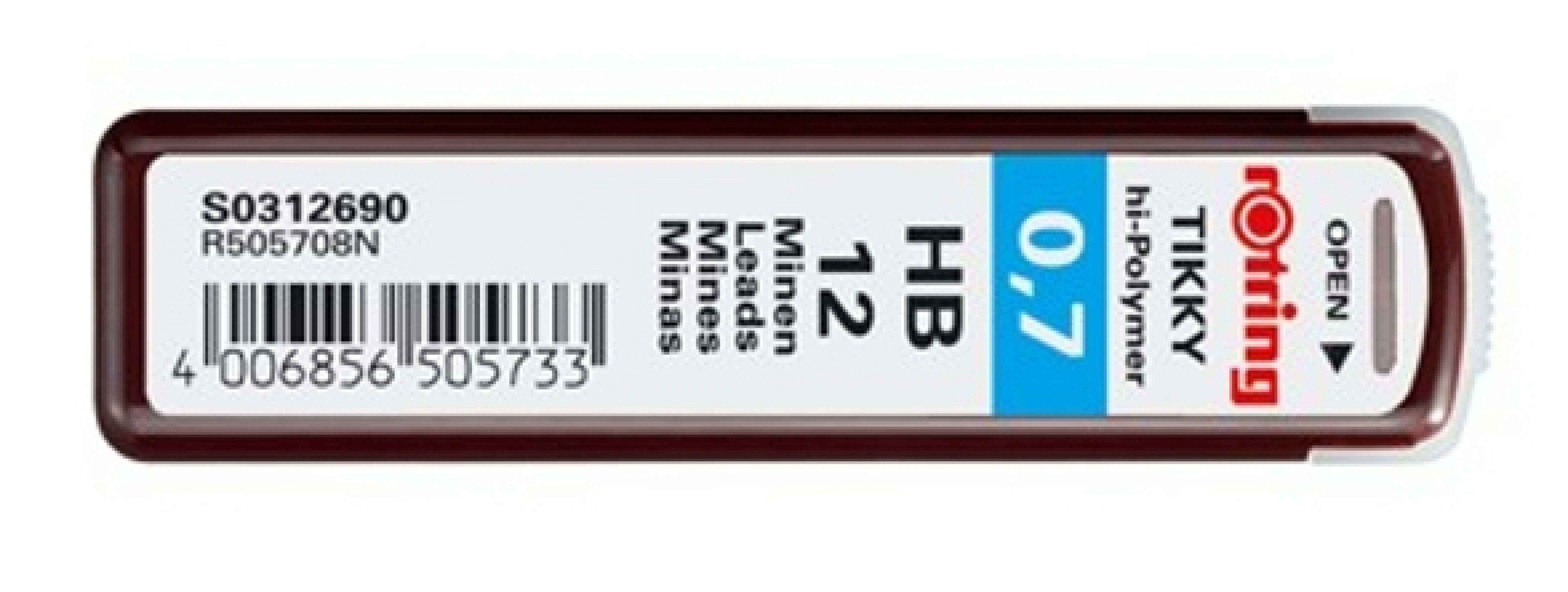 ROTRING Feinmine Dose Feinminen 12 Stueck 0.7 HB