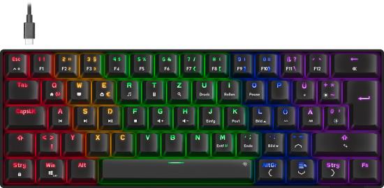 Mechanische RGB-Tastatur, deutsches Layout, USB-C-Anschluss