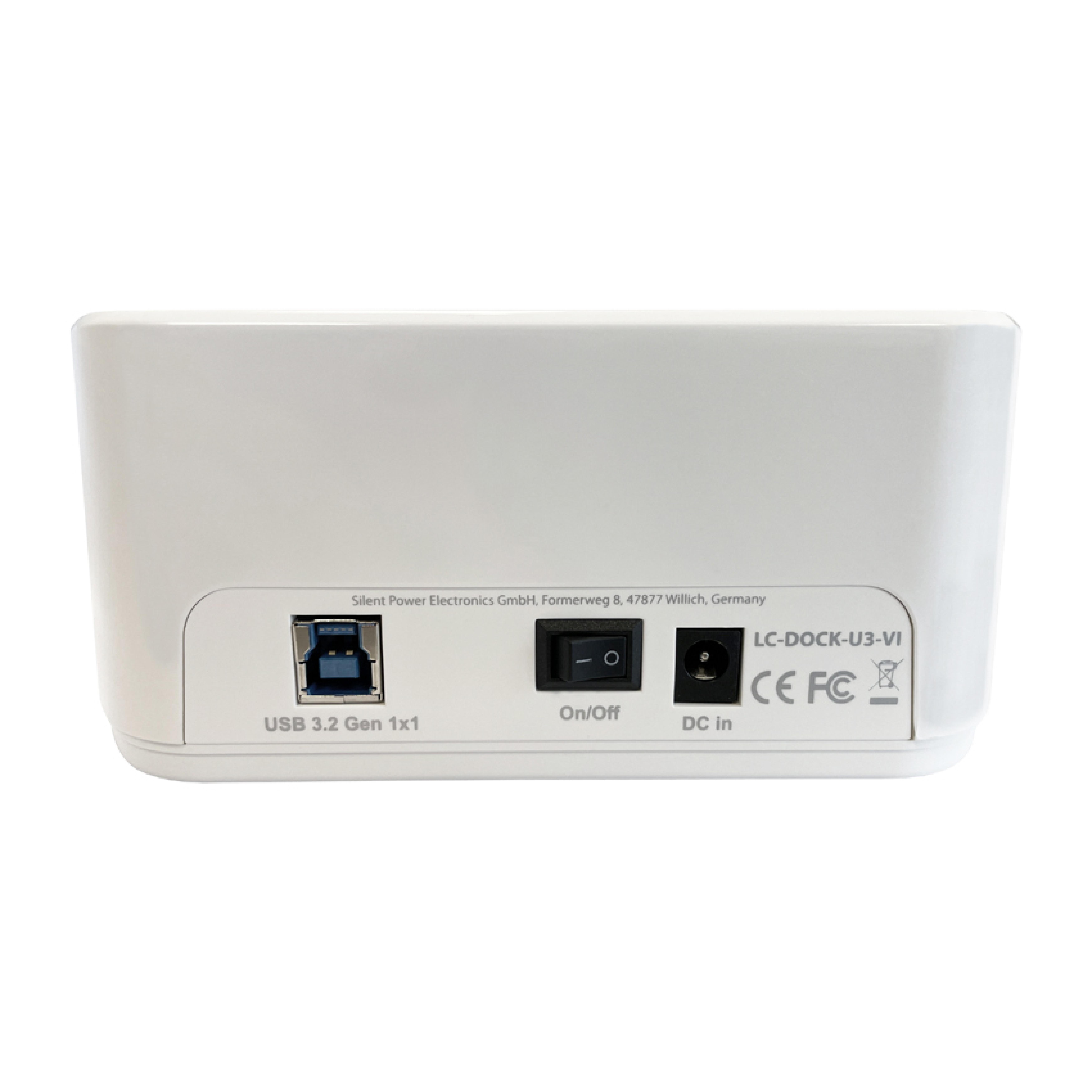 LC-Power Dockingstation USB 3.2 2,5"/3,5" SATA/SSD (White)