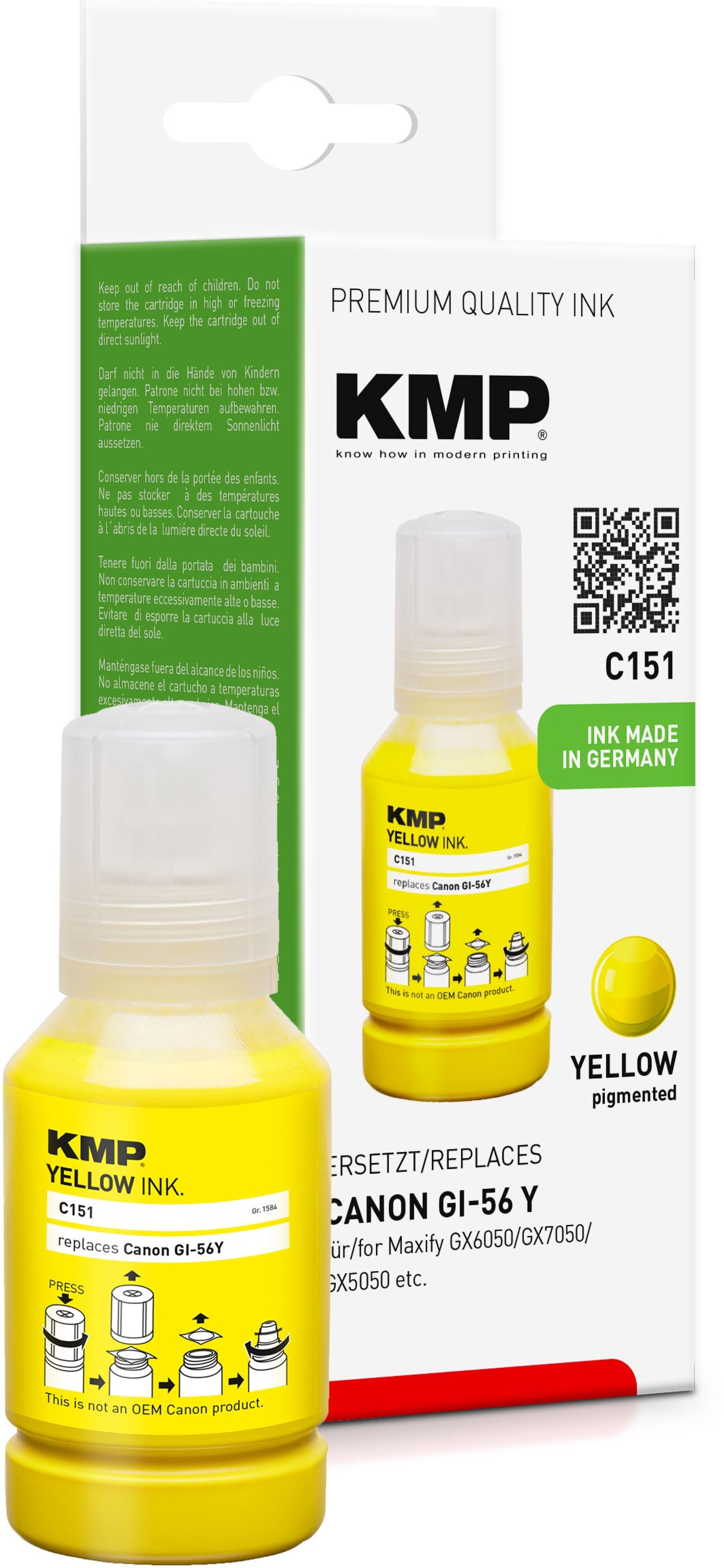 KMP Patrone Canon Maxify GI56Y yellow 14000 Seiten C151 kompatibel