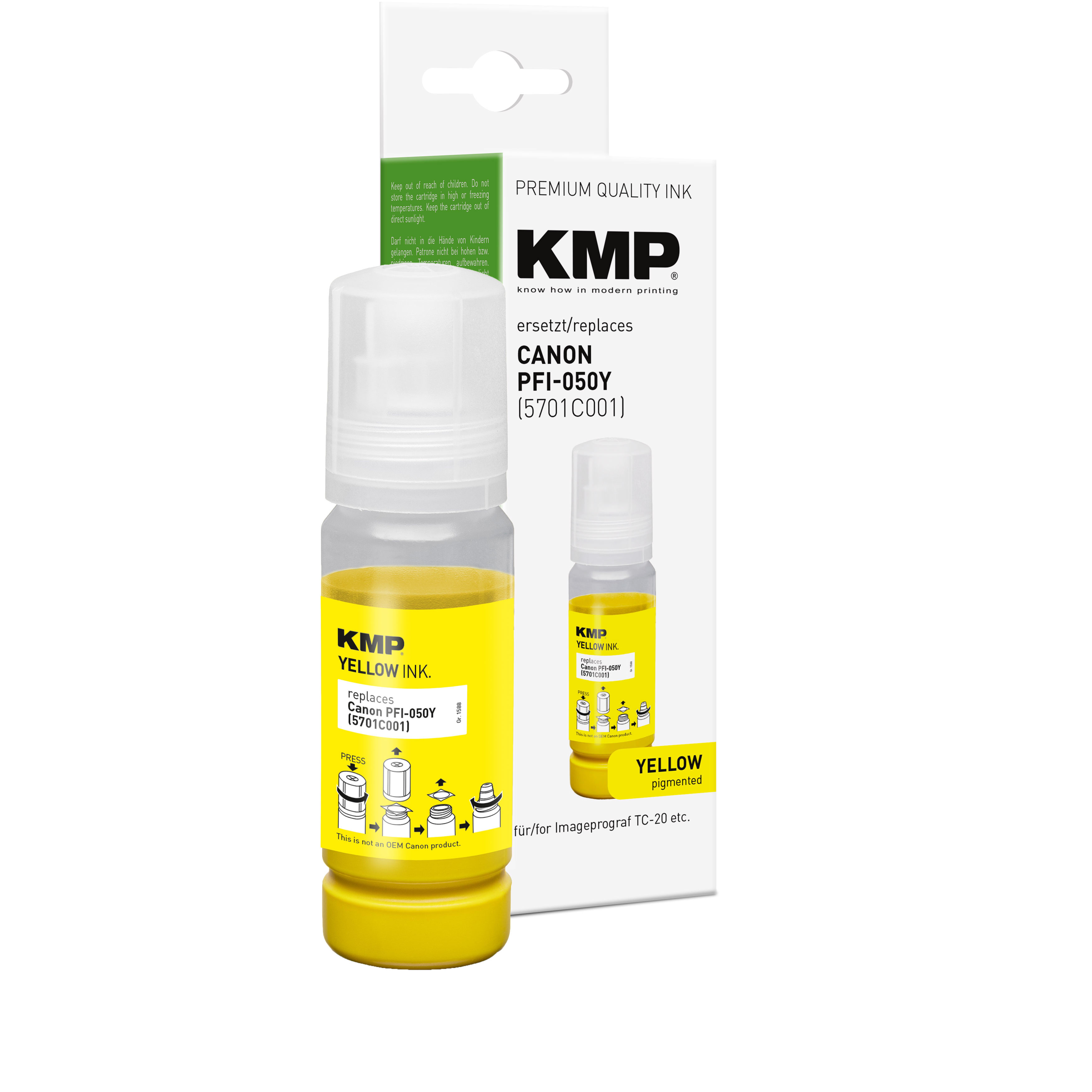 KMP Patrone Canon PFI050Y (5701C001) yellow kompatibel