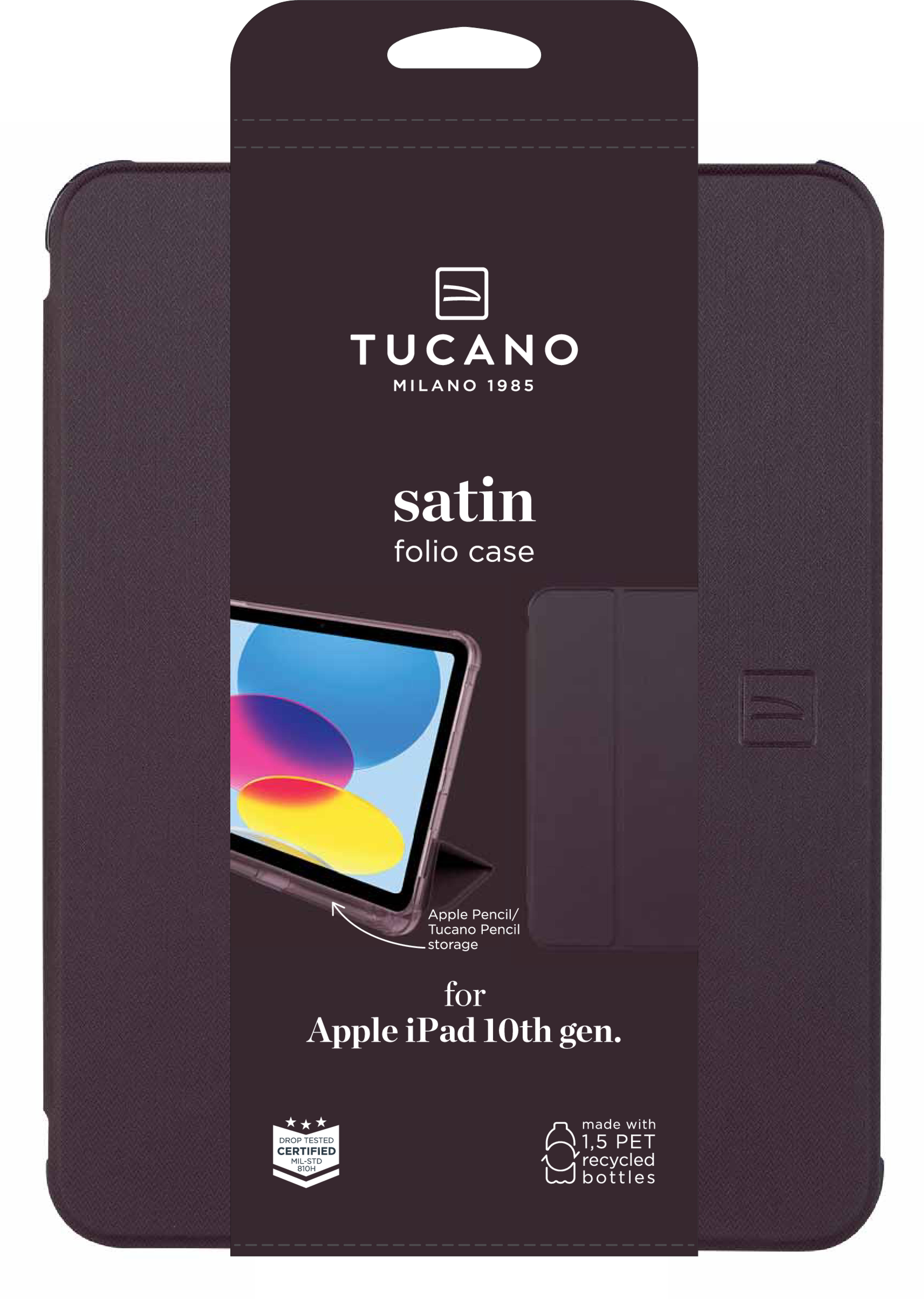 TUCANO SATIN Tablethülle mit Fallschutz Apple iPad 11" 11.Gen A16 / 10,9" 10.Gen Pflaume