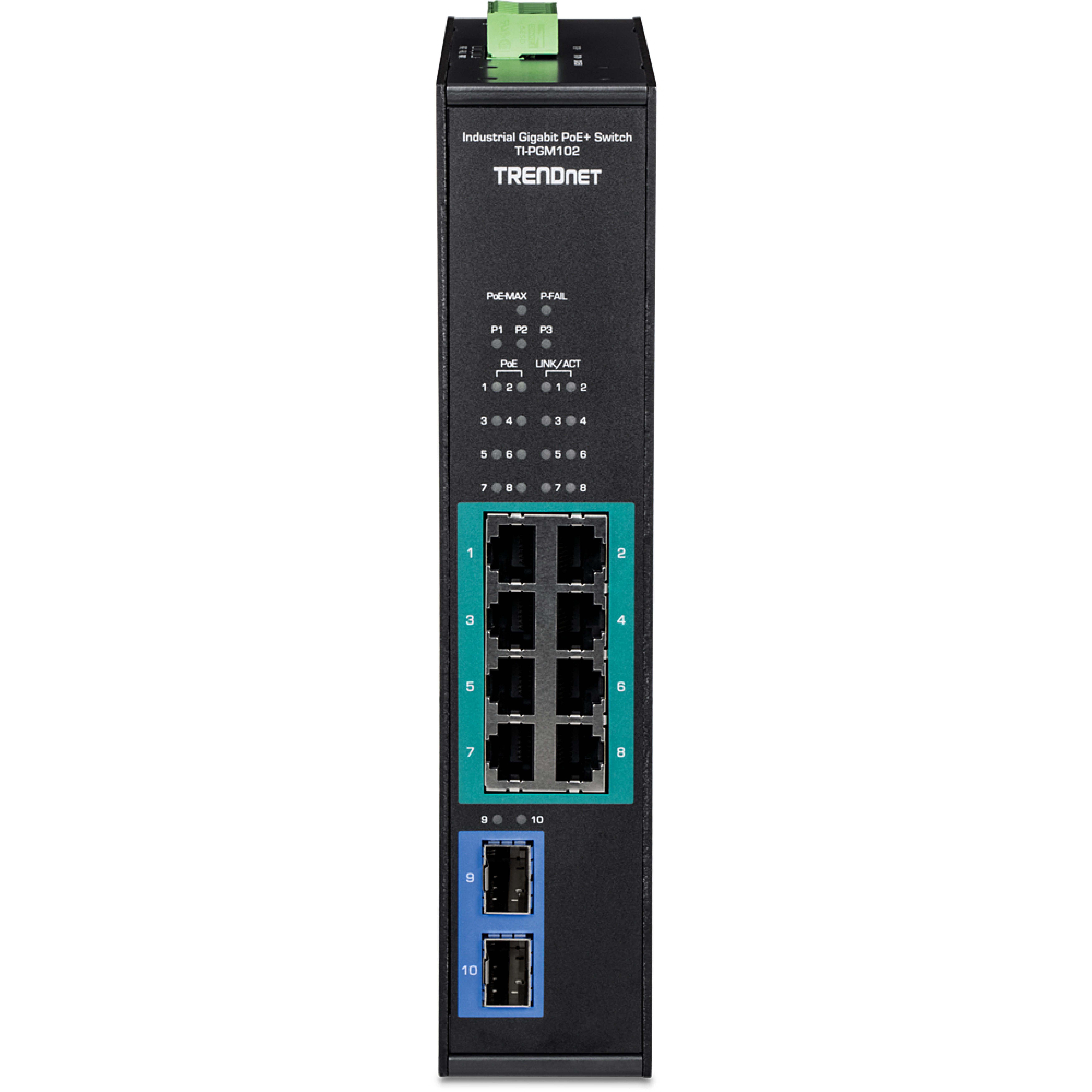 TRENDnet 10-port Indust. Gbit PoE+ DIN-Rail Switch -20/+65°C