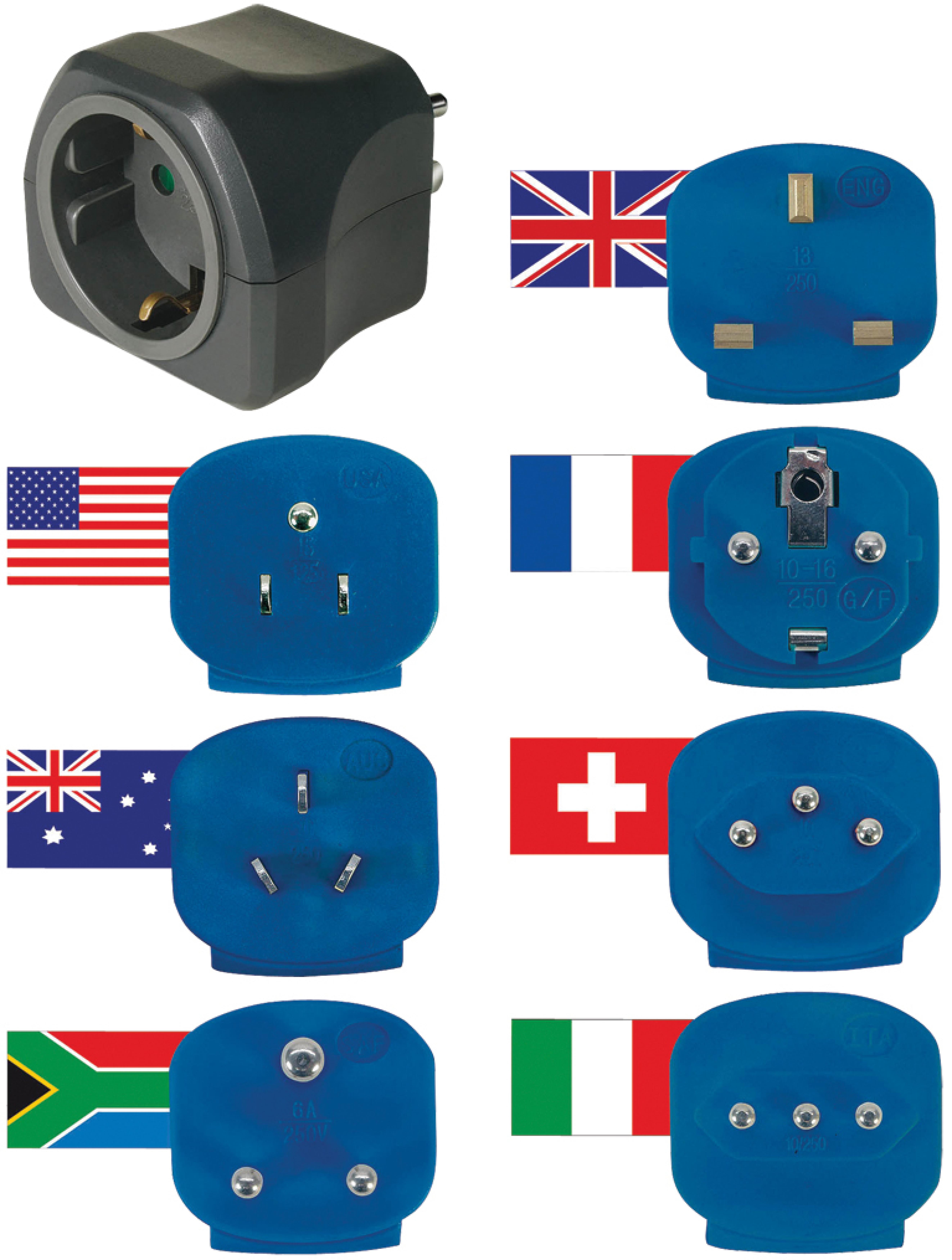 Brennenstuhl Adapter Reise-Set 7 Stecker 10 A Sicherung