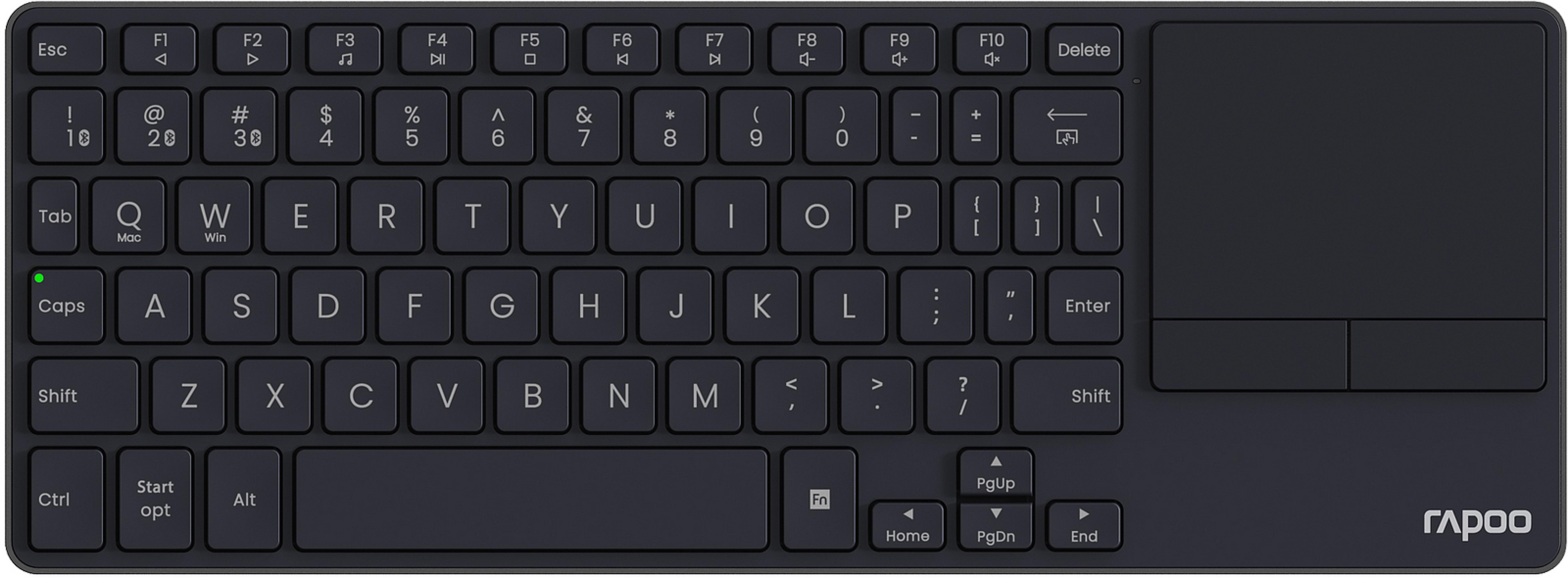 RAPOO E2810M Smart TV Multi-Media Wireless metal Keyboard black DE