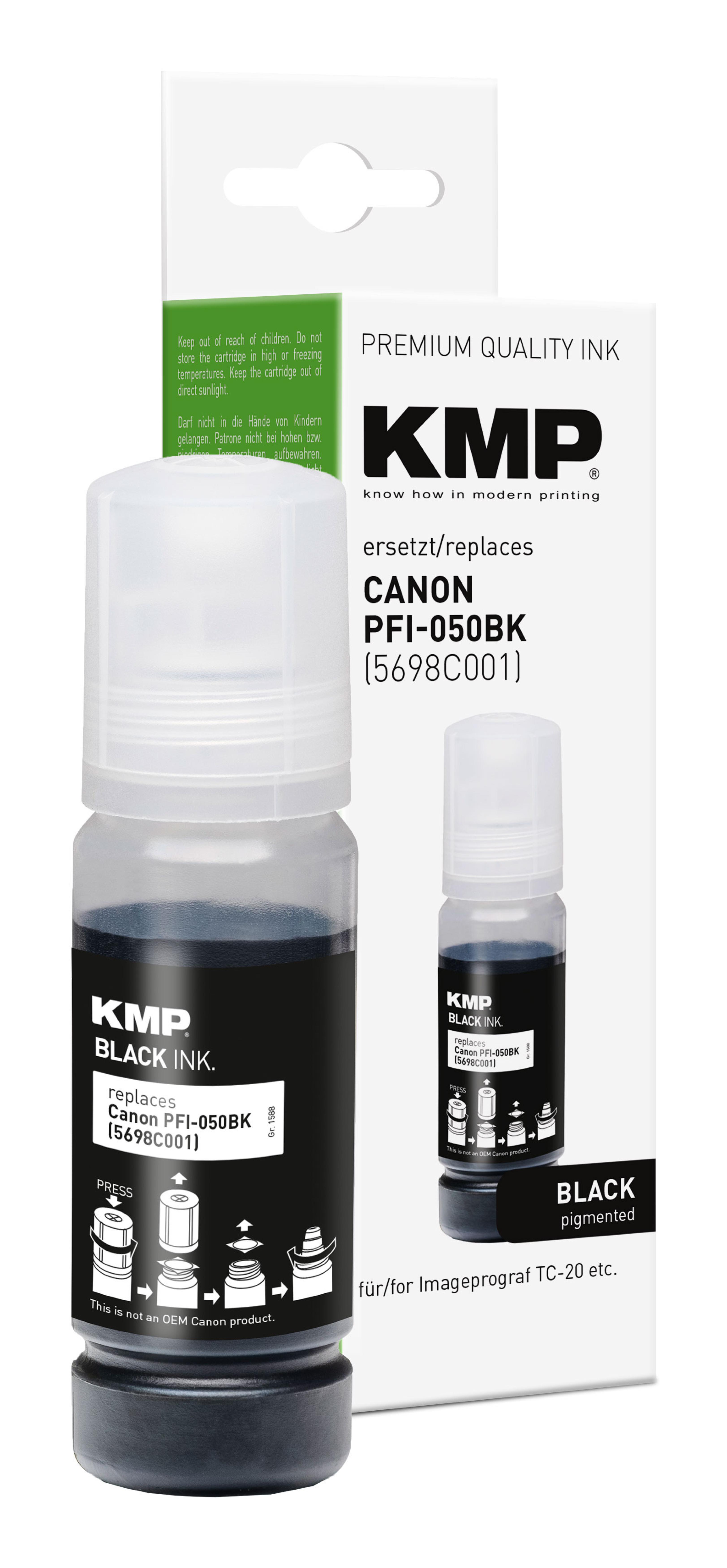 KMP Patrone Canon PFI050BK (5698C001) black kompatibel