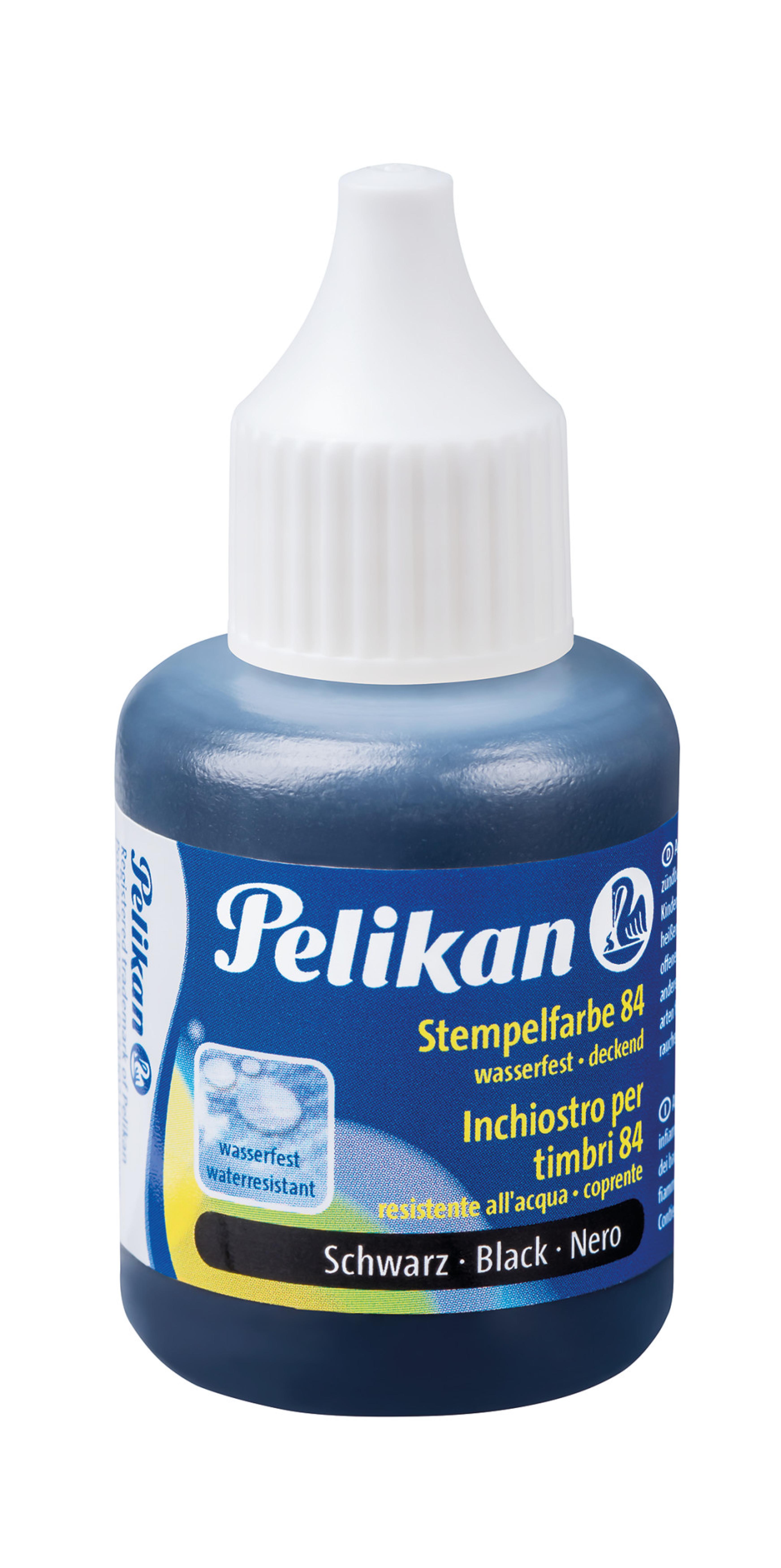 Pelikan Stempelfarbe wasserfest 30 ml Schwarz mit Pinsel
