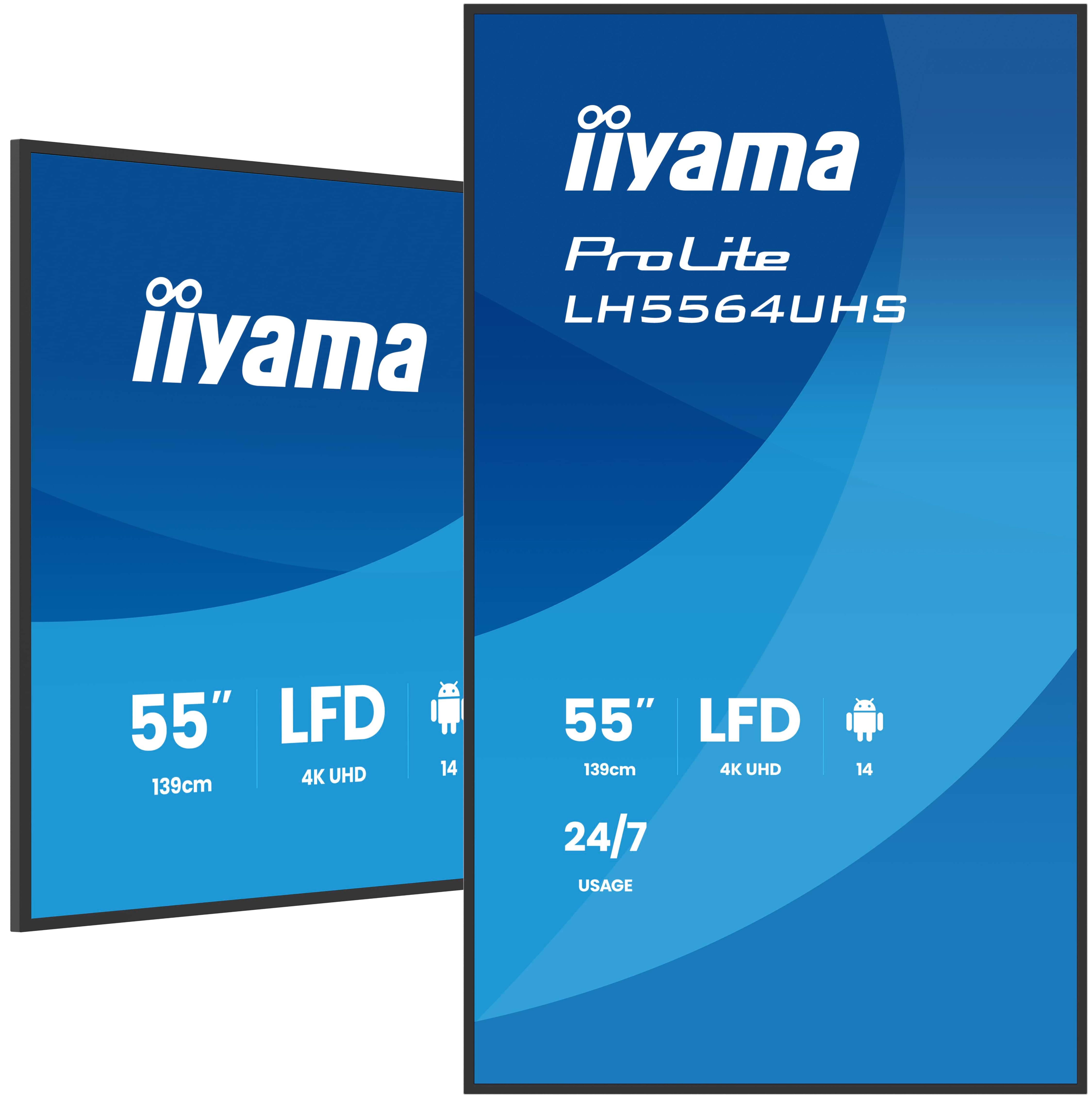 IIYAMA 139.0cm(55") LH5564UHS-B1AG 16:9 2xHDMI+USB-C 4K (Speditionsv