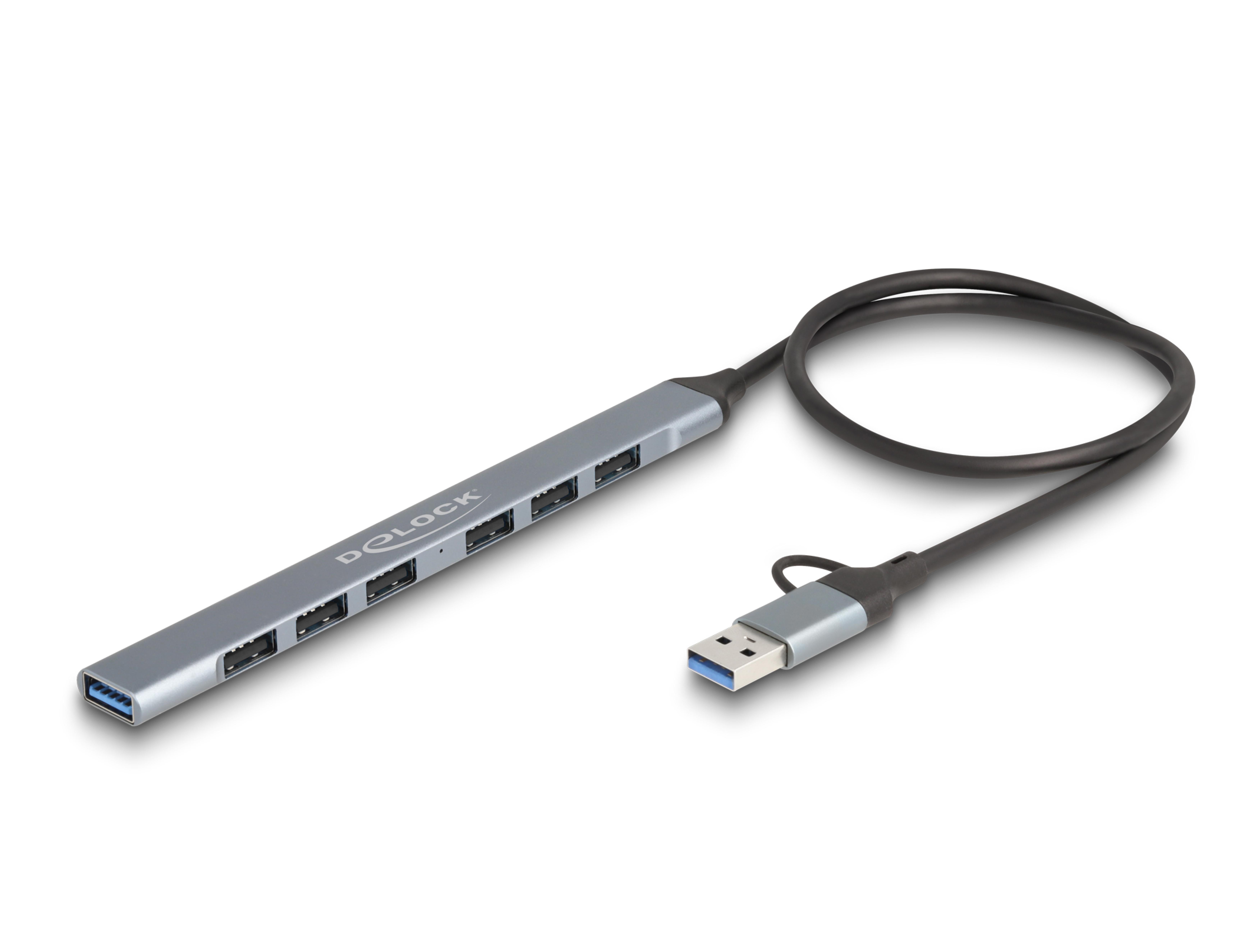 DELOCK 7 Port Slim USB Hub mit USB Type-C oder USB Typ-A
