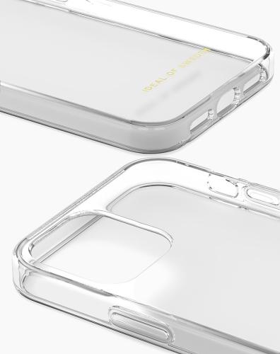 Nahaufnahme einer transparenten Smartphone-Schutzhülle mit präzisen Aussparungen für Anschlüsse und Kamera