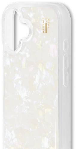 Transparente Smartphone-Hülle mit elegantem Perlmutt-Muster und Aussparungen für Kamera und Tasten