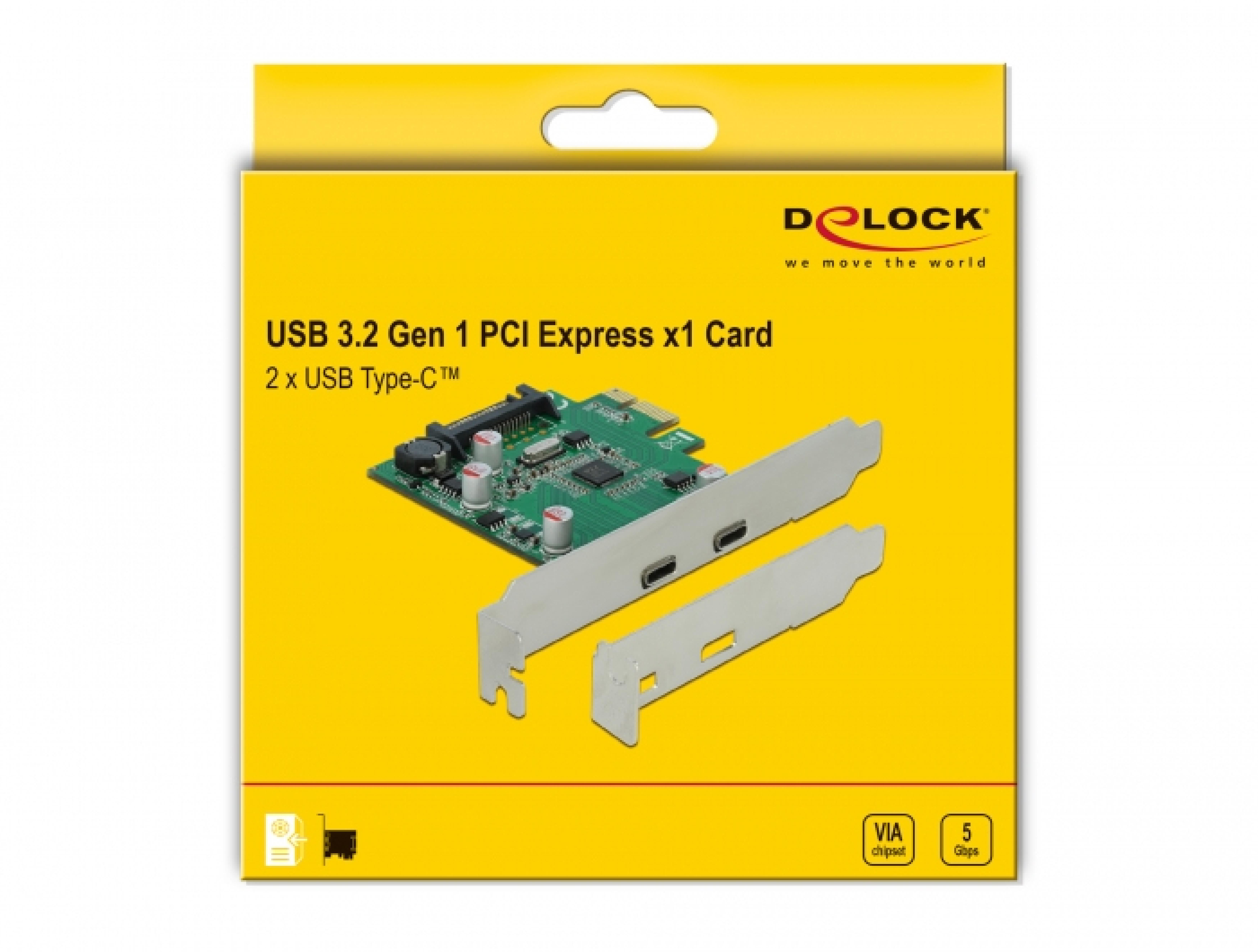 DELOCK PCI Expr x1 Karte > 2x ext SuperSpeed USB 3.2G1 C Bu