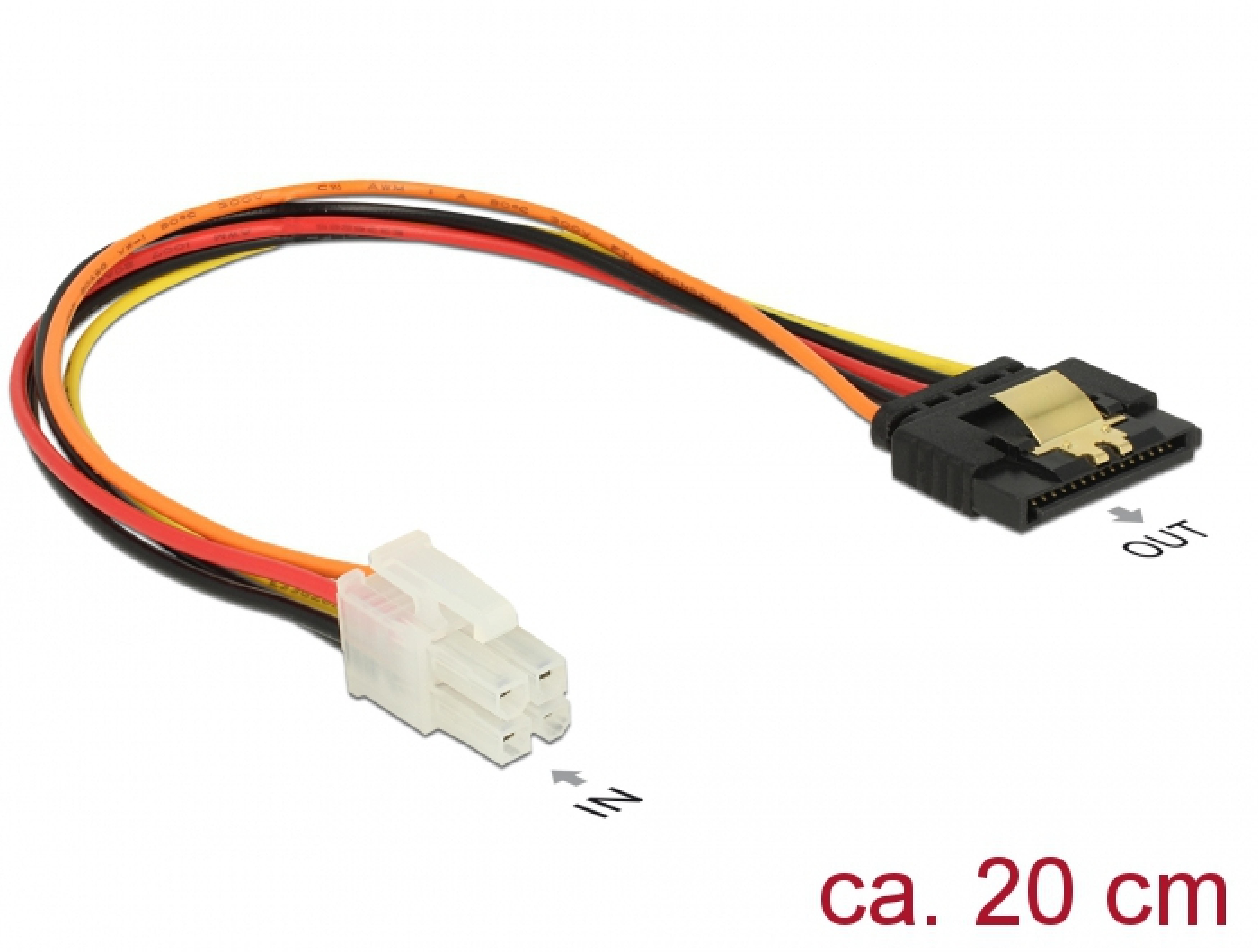 DELOCK Kabel P4 4Pin St > SATA 15Pin Bu 0.20m