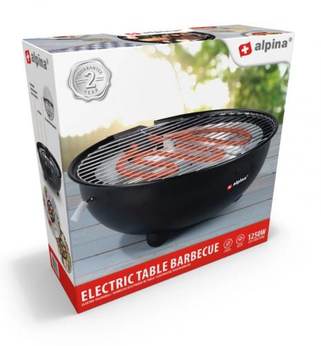Verpackung des Alpina elektrischen Tischgrills mit 1250 Watt