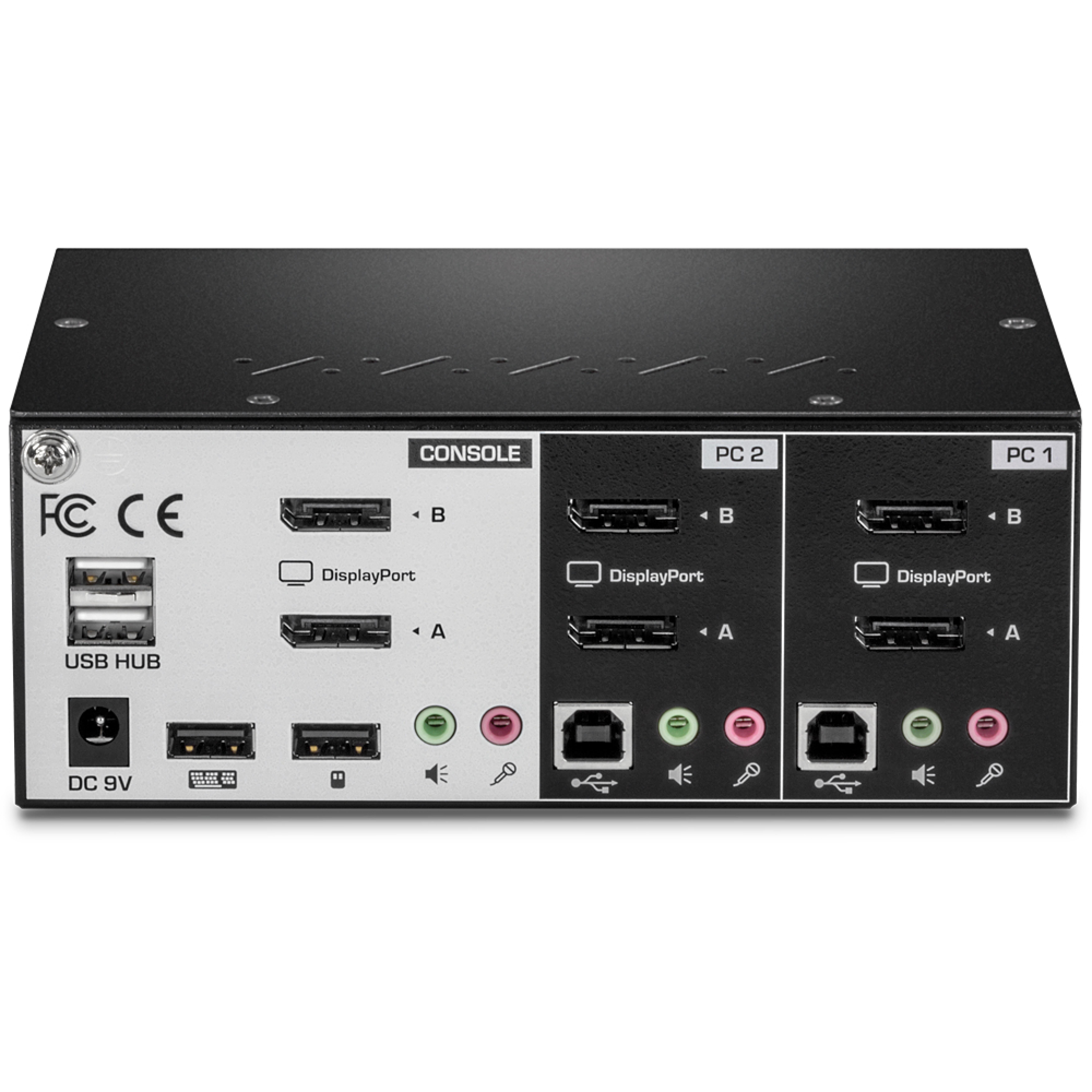 TRENDnet KVM Switch 2-Port Displayport mit Audio USB 2.0 Hub