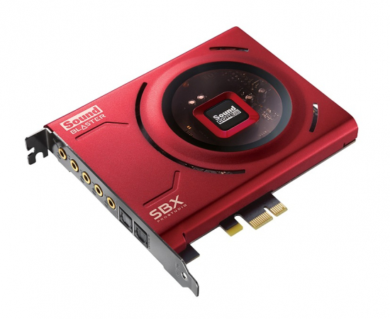 Soundkarte mit hochwertigem Audio-Interface in Rot Rote Soundkarte mit mehreren Anschlüssen und PCIe-Anschluss für Computer