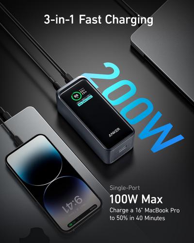 Anker 3-in-1 Ladegerät, lädt MacBook Pro und Smartphone, 200W maximale Leistung