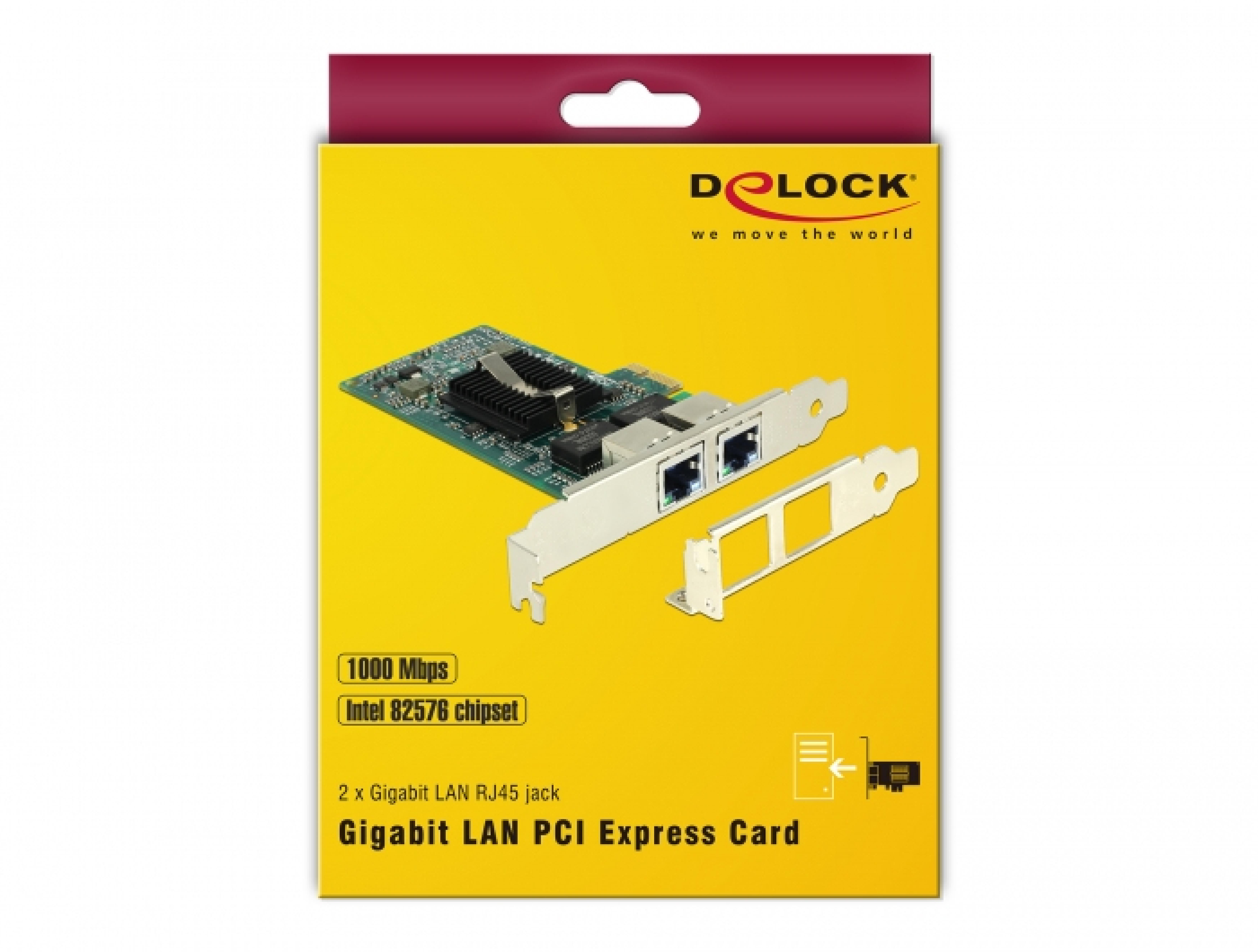 DELOCK PCI Express x1 Karte 2 x RJ45 Gigabit LAN i82576